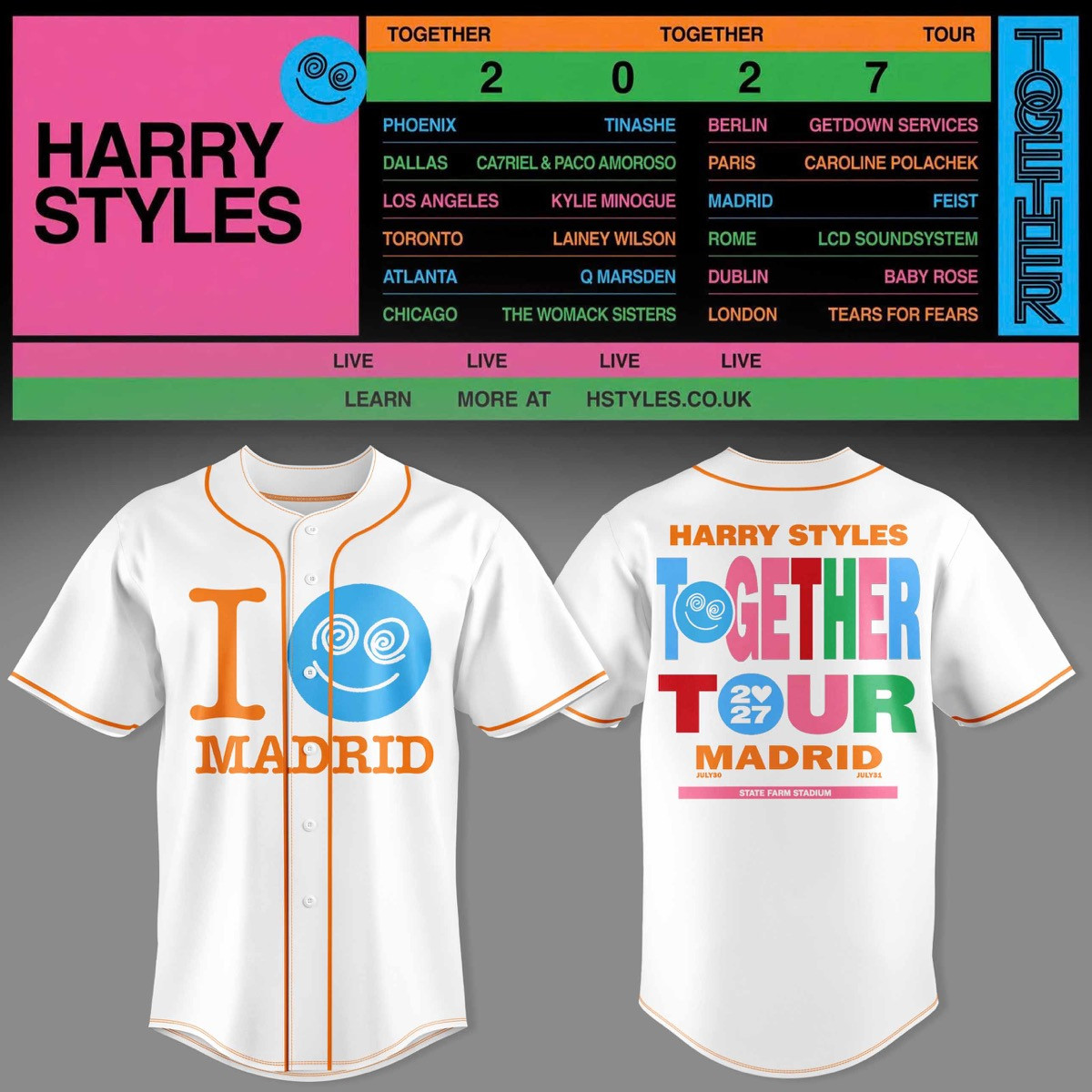 HRY STLS Together Together Tour Madrid Graphic jersey 3D AOP Concert Apparel Music Fanwear 1 - Unicasport HRY STLS Together Together Tour Madrid Graphic jersey 3D AOP Concert Apparel Music Fanwear