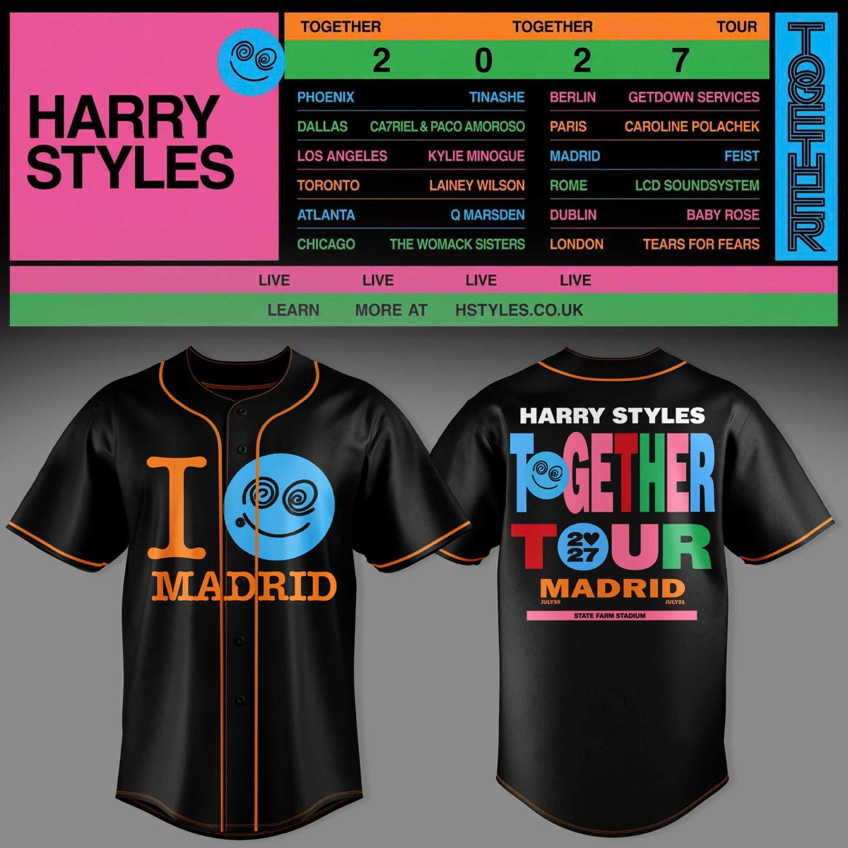 HRY STLS Together Together Tour Madrid Graphic jersey 3D AOP Tour Apparel 1 - Unicasport HRY STLS Together Together Tour Madrid Graphic jersey 3D AOP Tour Apparel