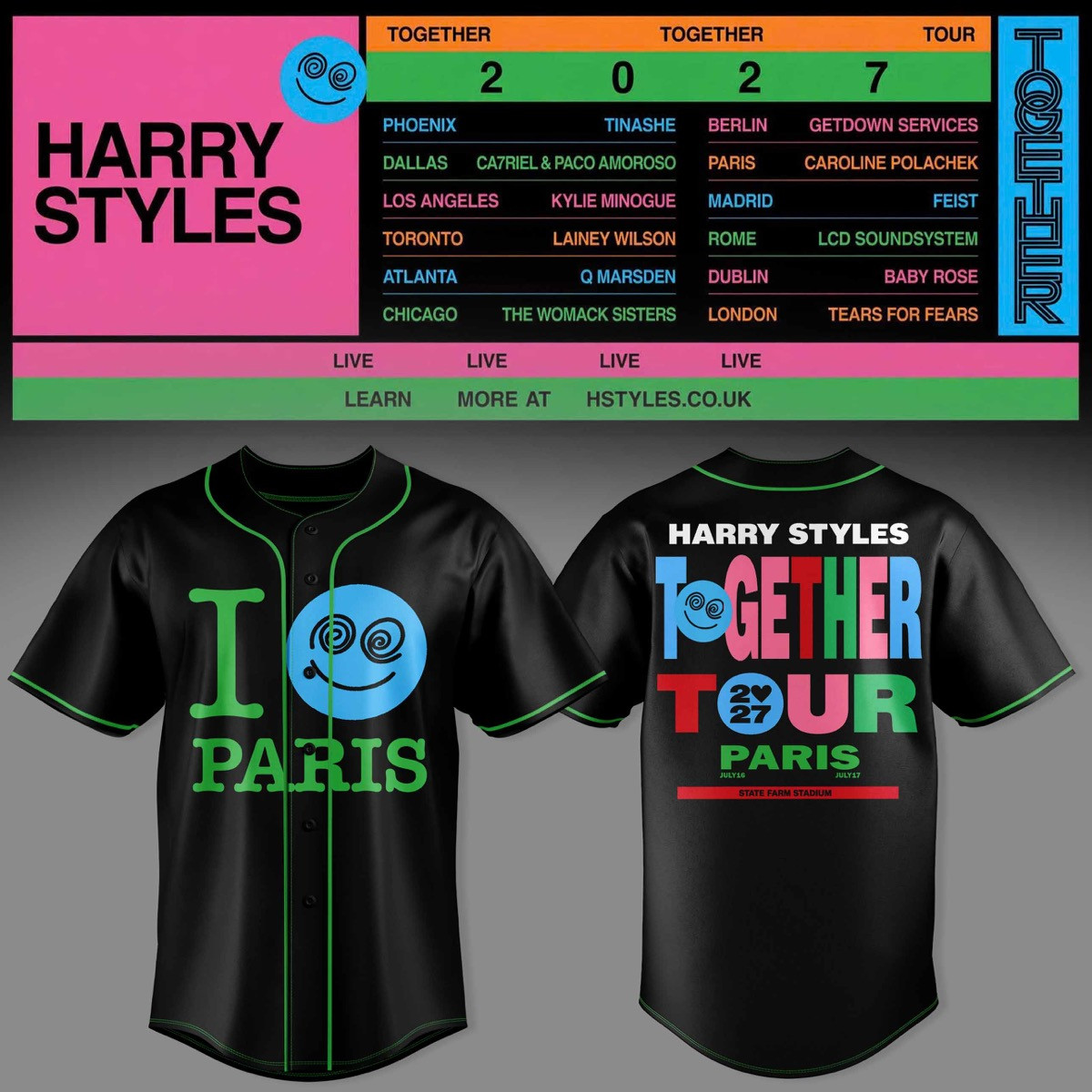 HRY STLS Together Together Tour Paris Graphic jersey 3D AOP Tour Apparel 1 - Unicasport HRY STLS Together Together Tour Paris Graphic jersey 3D AOP Tour Apparel