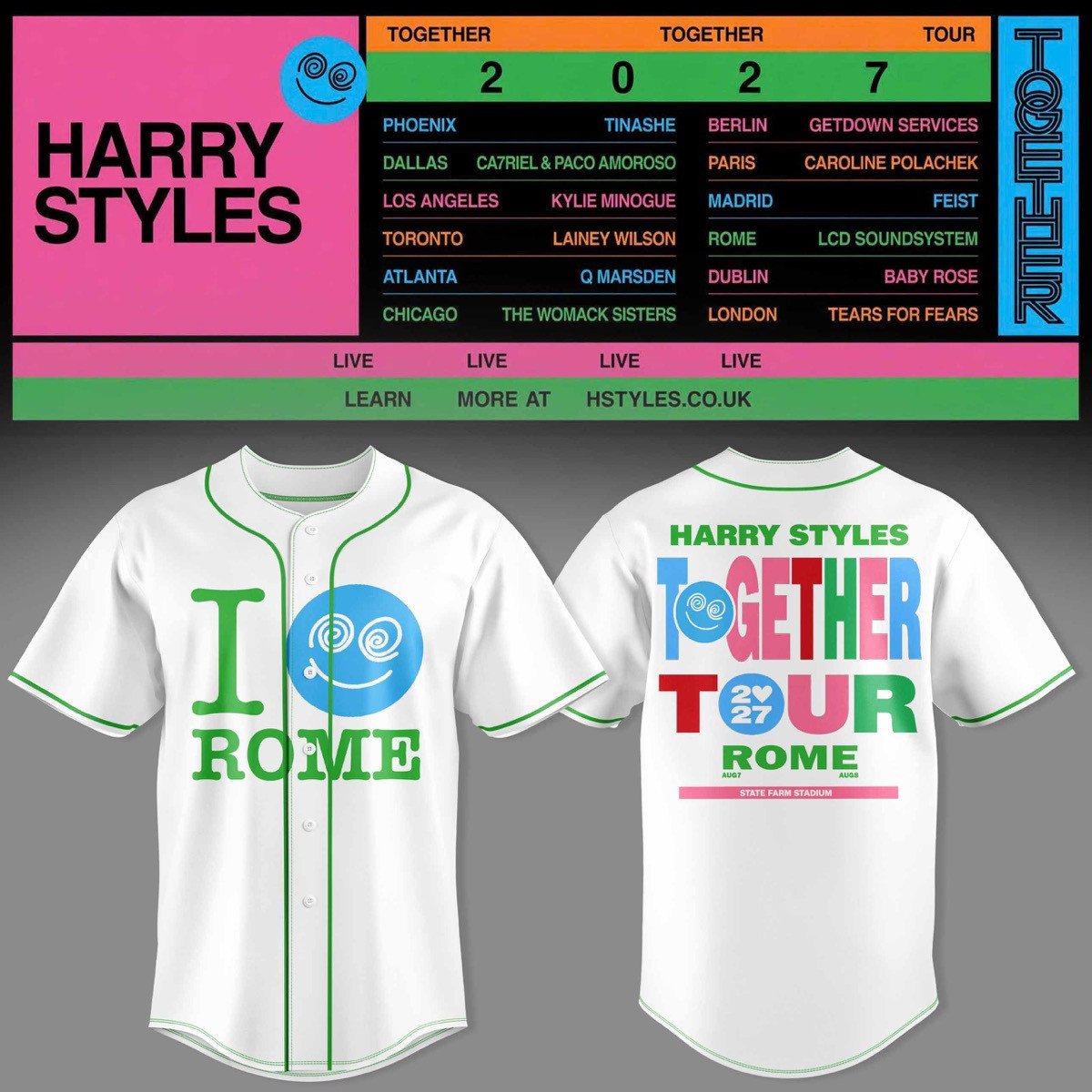 HRY STLS Together Together Tour Rome Graphic jersey 3D AOP Concert Apparel Music Fanwear 1 - Unicasport HRY STLS Together Together Tour Rome Graphic jersey 3D AOP Concert Apparel Music Fanwear