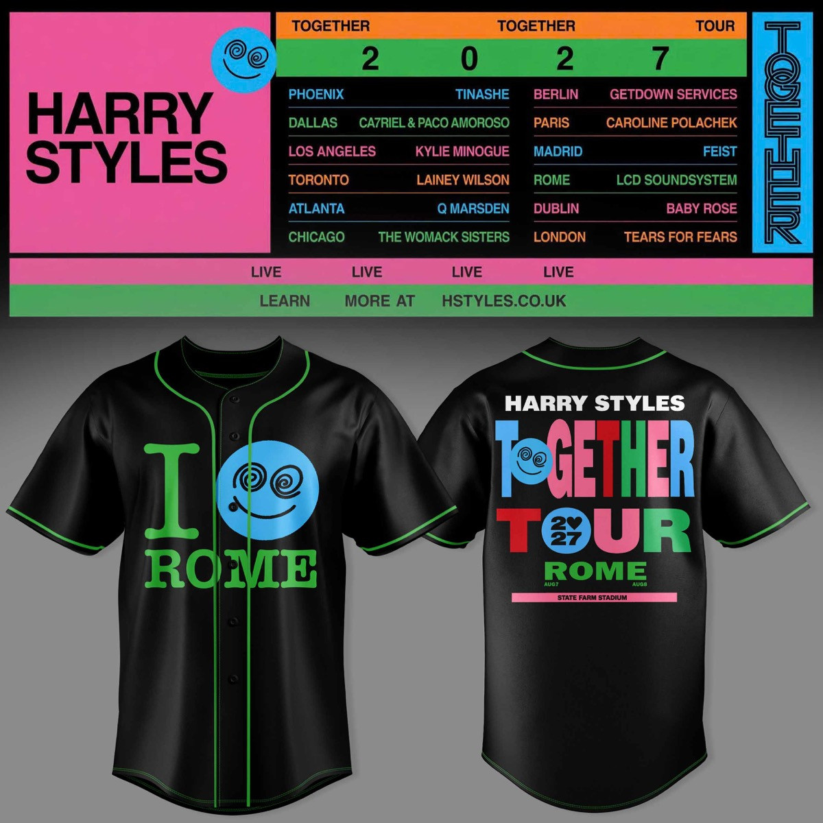 HRY STLS Together Together Tour Rome Graphic jersey 3D AOP Tour Apparel 1 - Unicasport HRY STLS Together Together Tour Rome Graphic jersey 3D AOP Tour Apparel