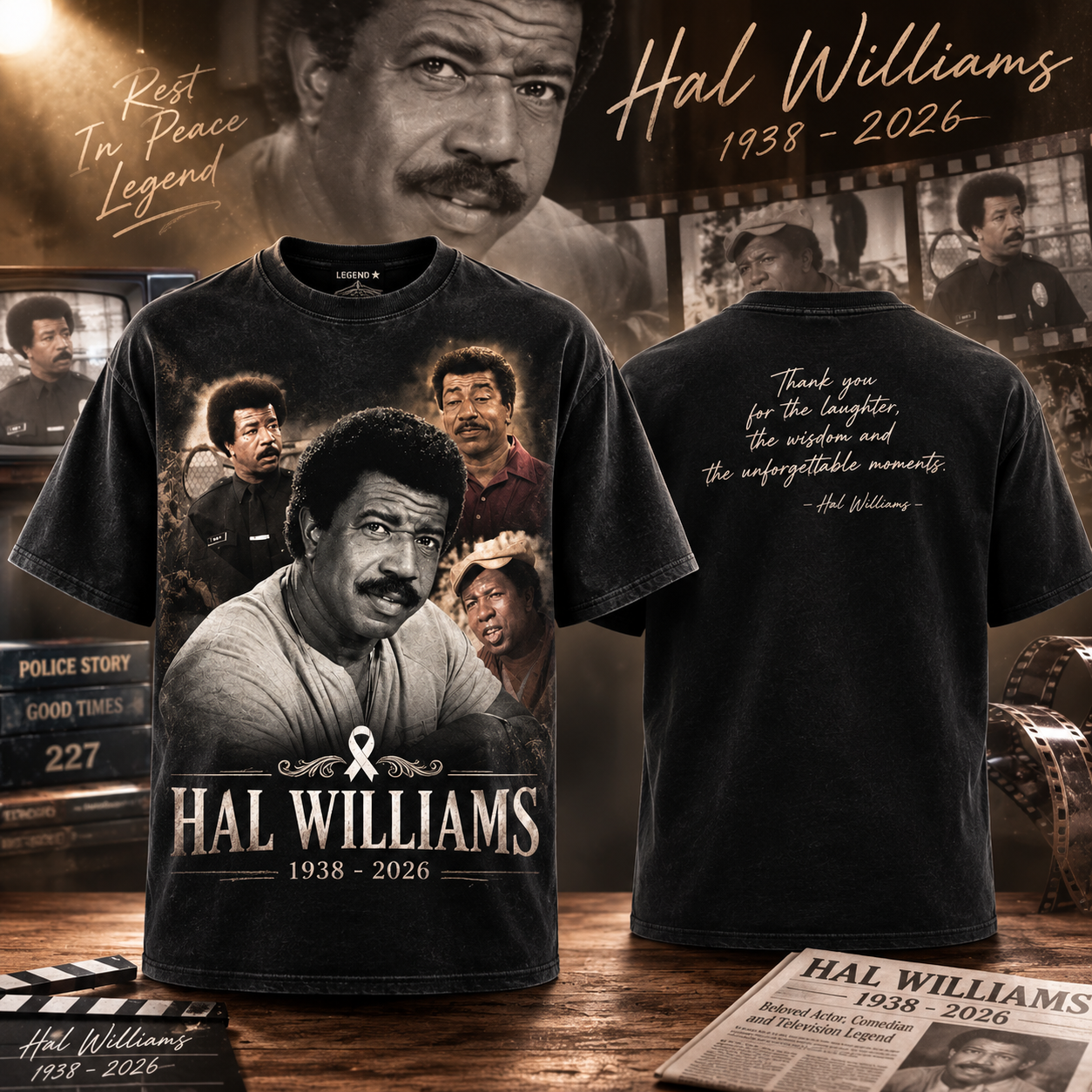 Hal Williams Rest In Peace Memorial Vintage Collage T Shirt Classic TV Actor Tribute Gift In Memory 1938 2026