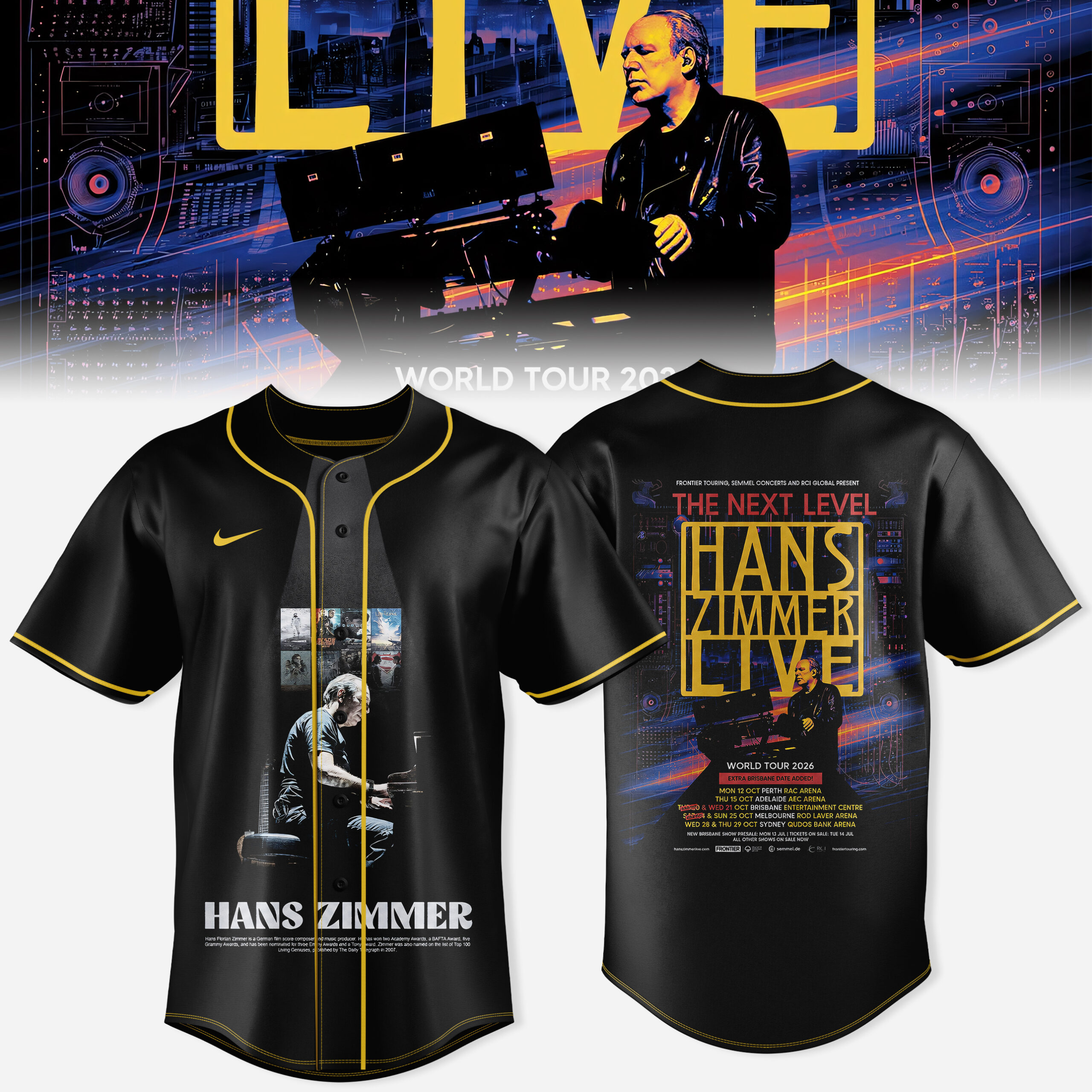 Hans Zimmer The Next Level Live Collection Signature Baseball Jersey