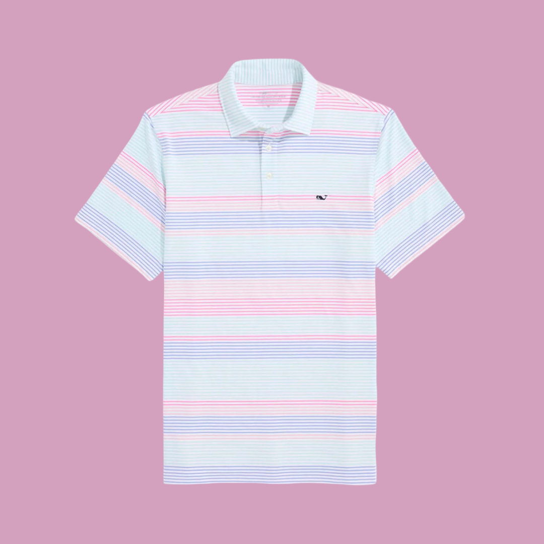 Harborview Stripe Performance Golf Polo Shirt