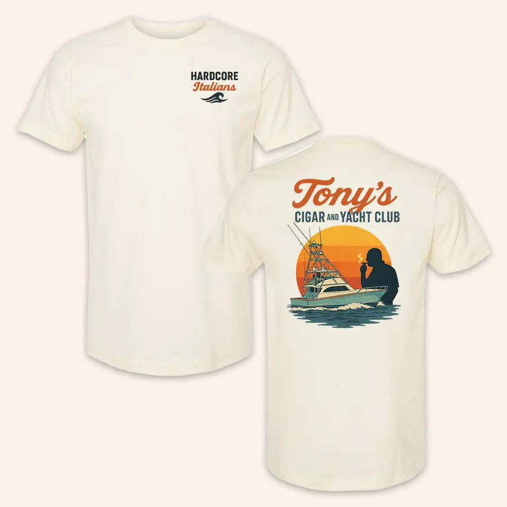 Hardcoreitalians Merch Tonys Cigar And Yacht Club TShirt Gifts For Boyfriend