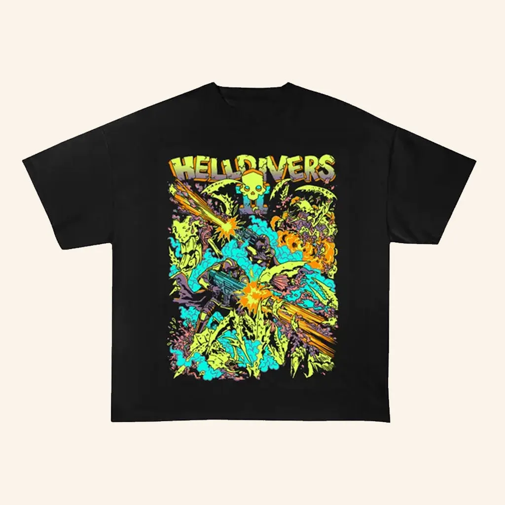 Helldivers Merch Black TShirt Gift Ideas For Him