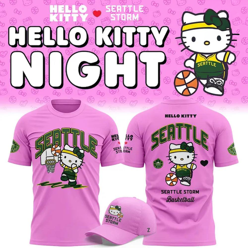 Hello Kitty Seattle Storm 2026 Limited Edition Pink Graphic T Shirt