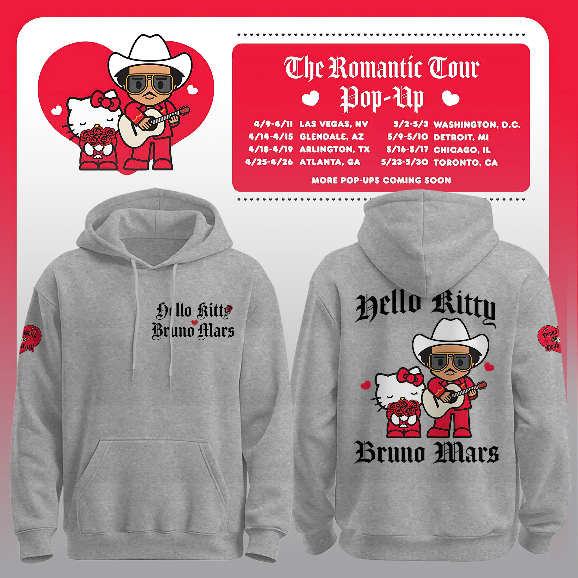 Hello Kitty x Bruno Mars Romantic Tour 2026 Limited Edition Hoodie