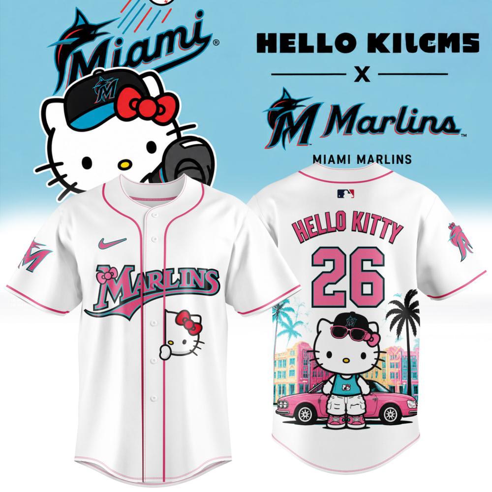 Hello Kitty x Miami Marlins 2026 Edition Pink Baseball Jersey Cute Character Baseball Fan Game Day Apparel 1 - Unicasport Hello Kitty x Miami Marlins 2026 Edition Pink Baseball Jersey Cute Character Baseball Fan Game Day Apparel