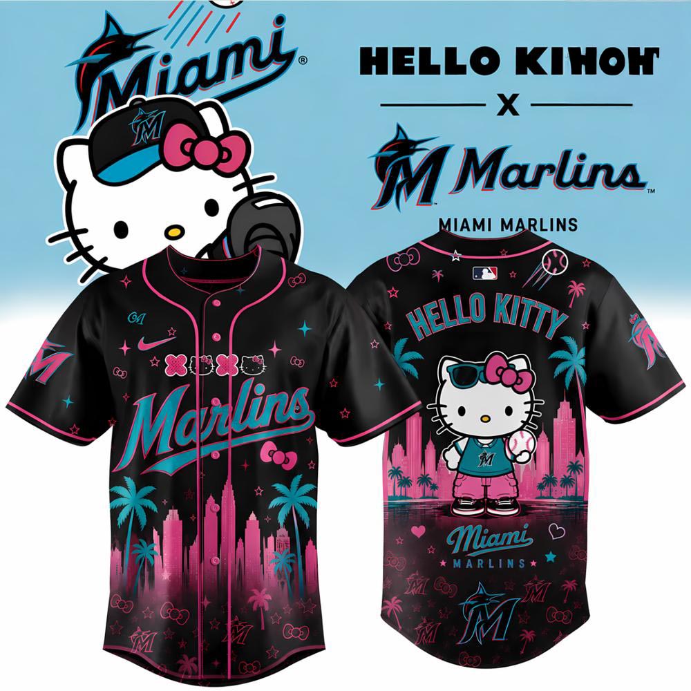 Hello Kitty x Miami Marlins 2026 Edition Pink Baseball Jersey Miami Baseball Fan Character Sports Jersey 1 - Unicasport Hello Kitty x Miami Marlins 2026 Edition Pink Baseball Jersey Miami Baseball Fan Character Sports Jersey