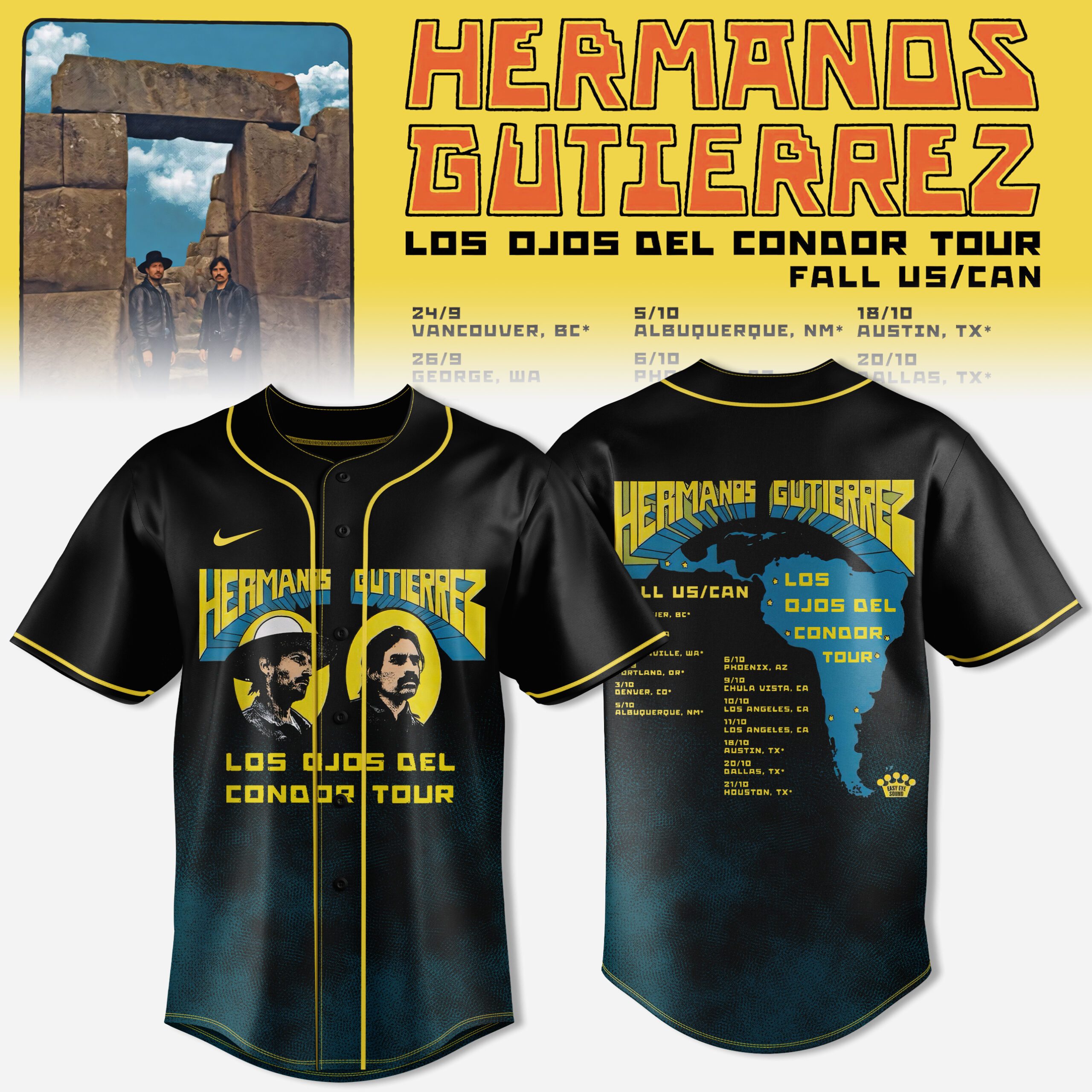 Hermanos Gutierrez Los Ojos Del Condor Tour Limited Edition Baseball Jersey