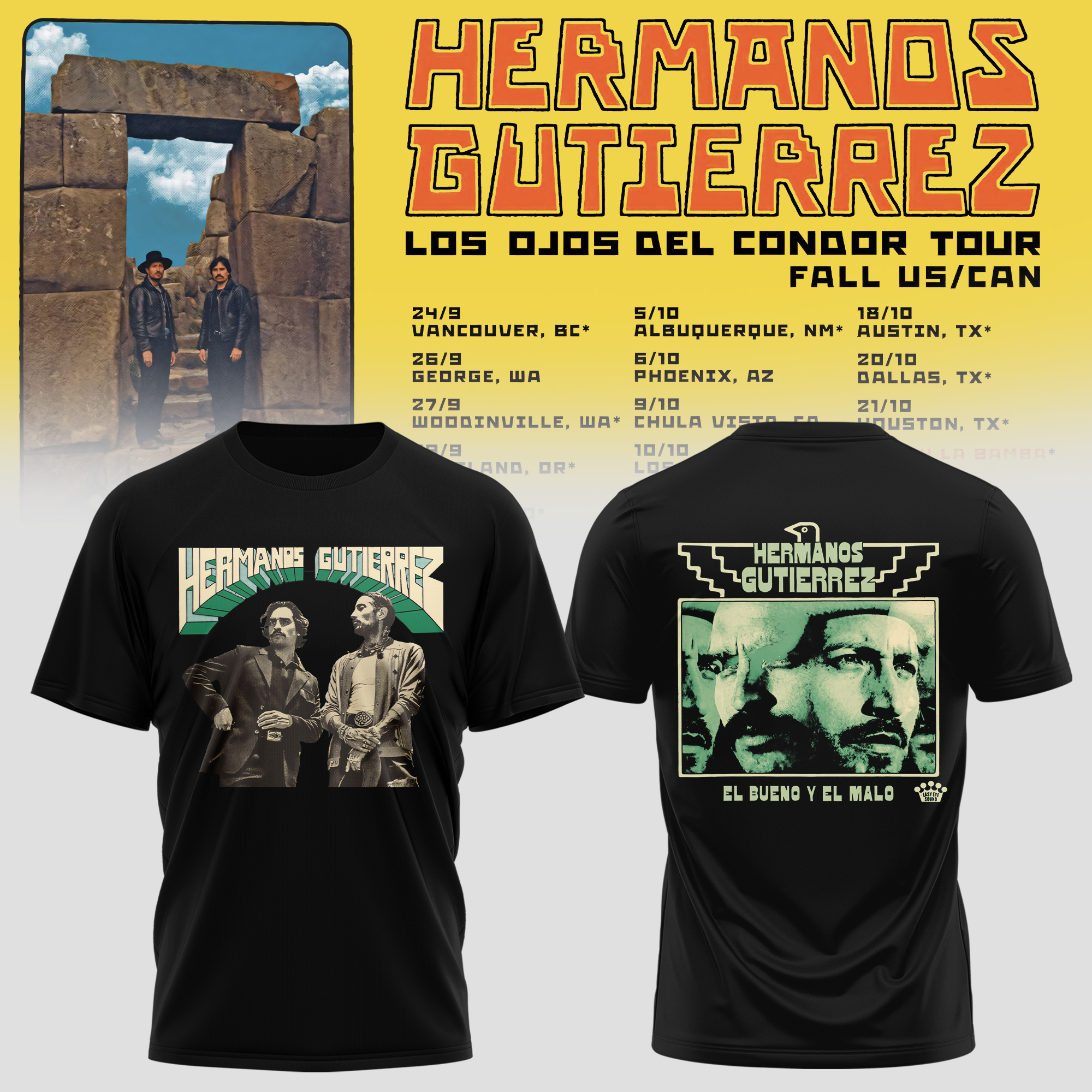 Hermanos Gutierrez Los Ojos Del Condor Tour Premium Concert Graphic Tee