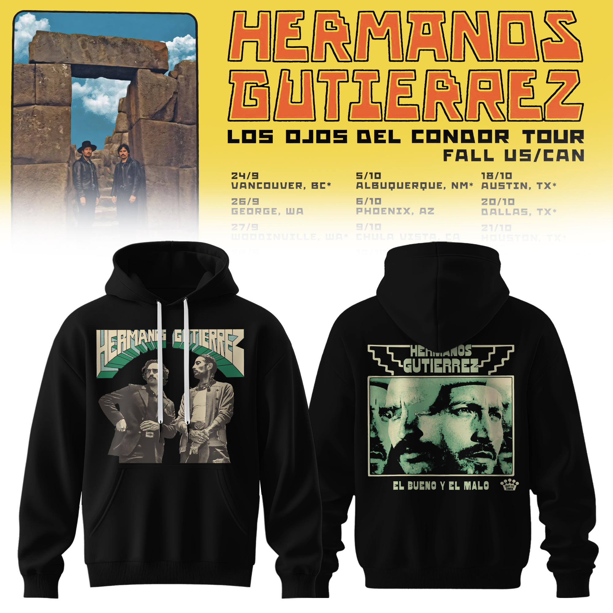 Hermanos Gutierrez Los Ojos Del Condor Tour Premium Concert Hoodie