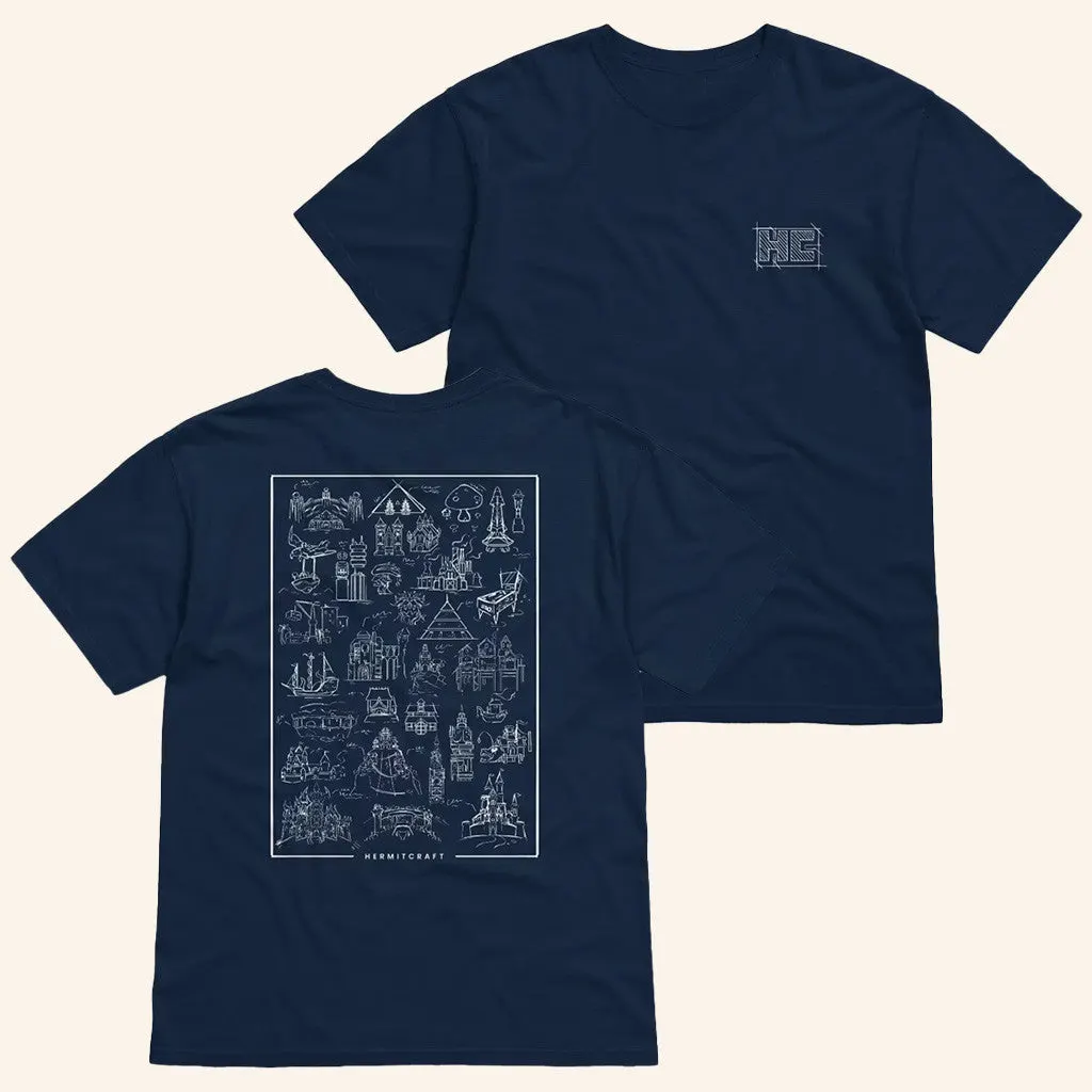 Hermitcraft Merch Blueprints TShirt Navy Gifts For Best Friends