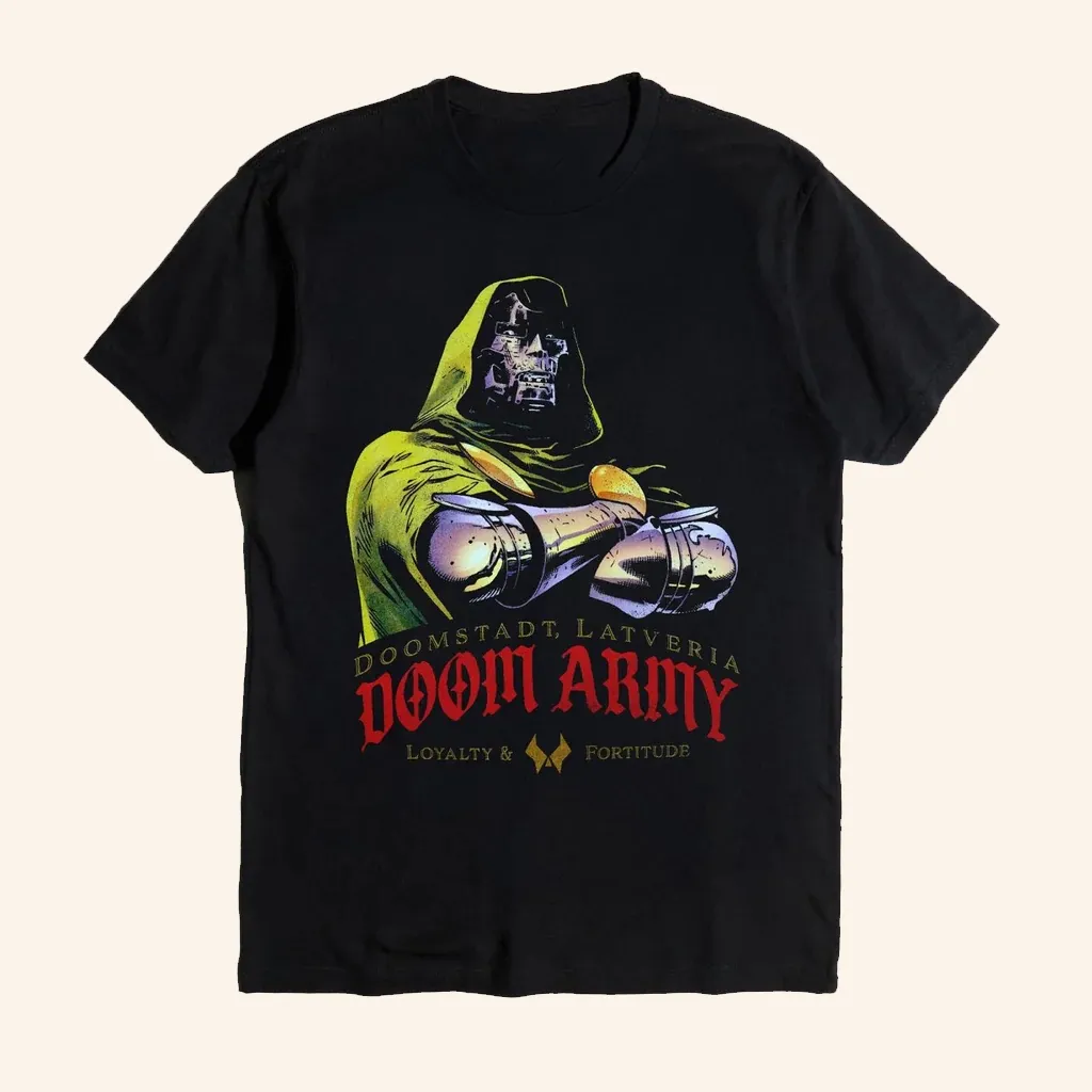 Heroes Villains Merch Marvel Doctor Doom Army Forge TShirt Dad Christmas Gifts