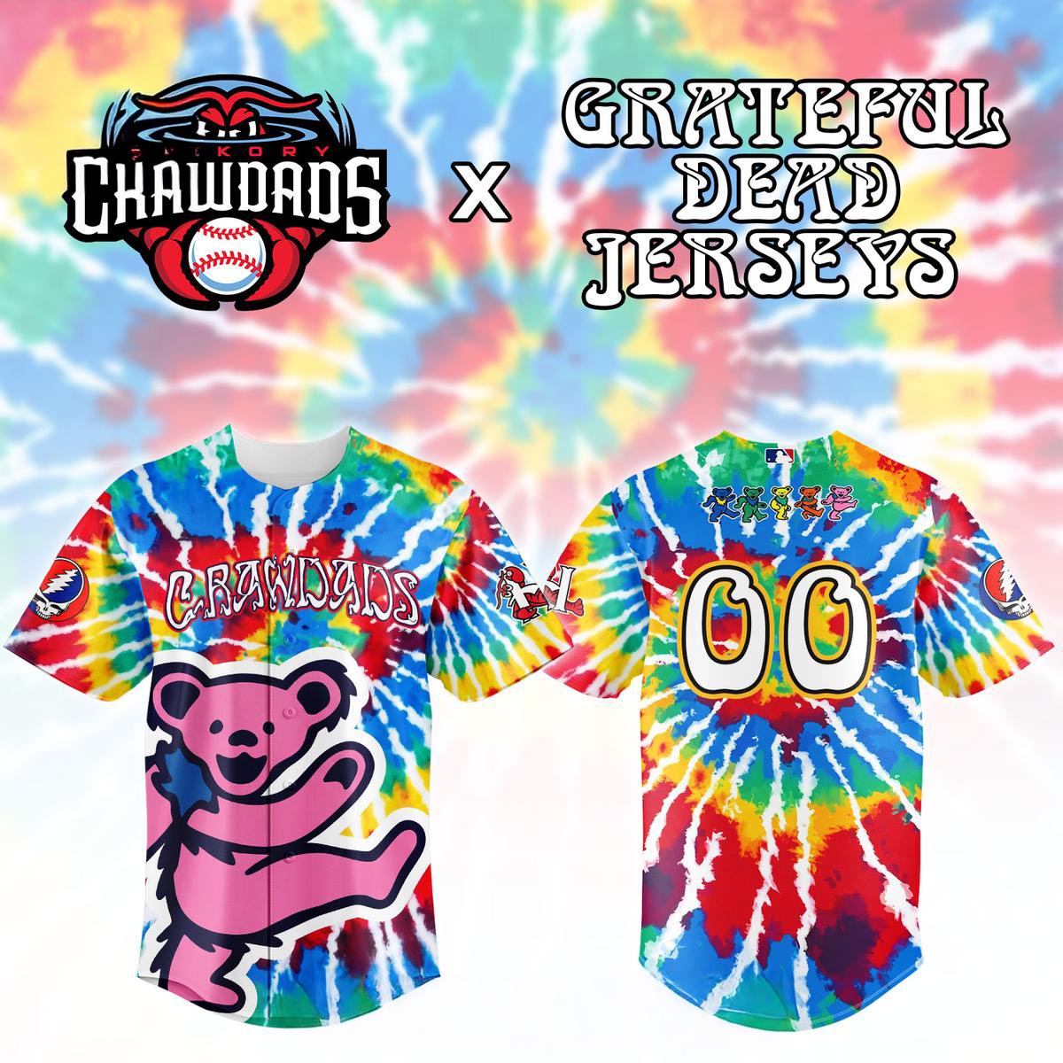 Hickory Crawdads Grateful Dead Night 2026 Personalized Baseball Jersey MiLB Rock Music Theme Night Custom Fan Gift 1 - Unicasport Hickory Crawdads Grateful Dead Night 2026 Personalized Baseball Jersey MiLB Rock Music Theme Night Custom Fan Gift