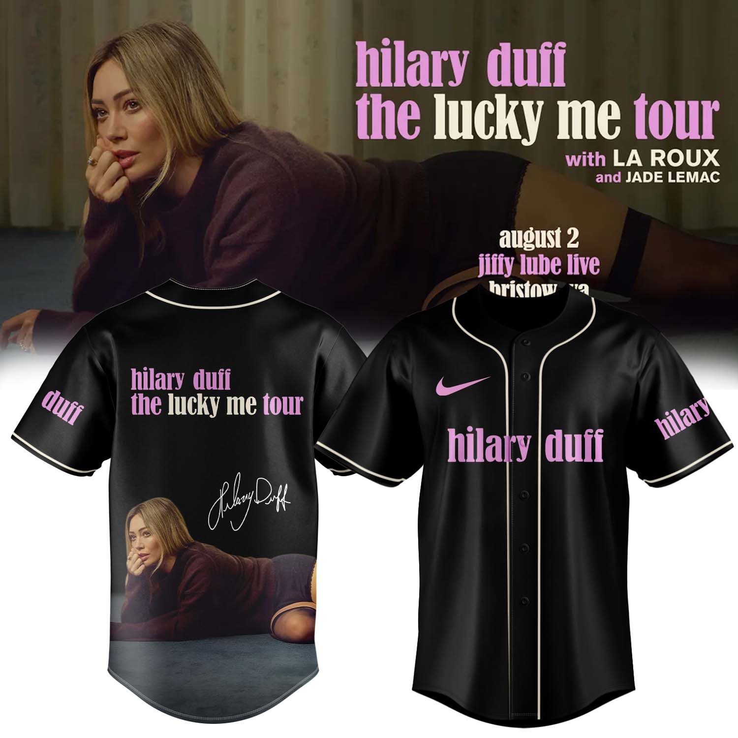Hilary Duff The Lucky Me Tour 2026 Limited Edition Concert Baseball Jersey