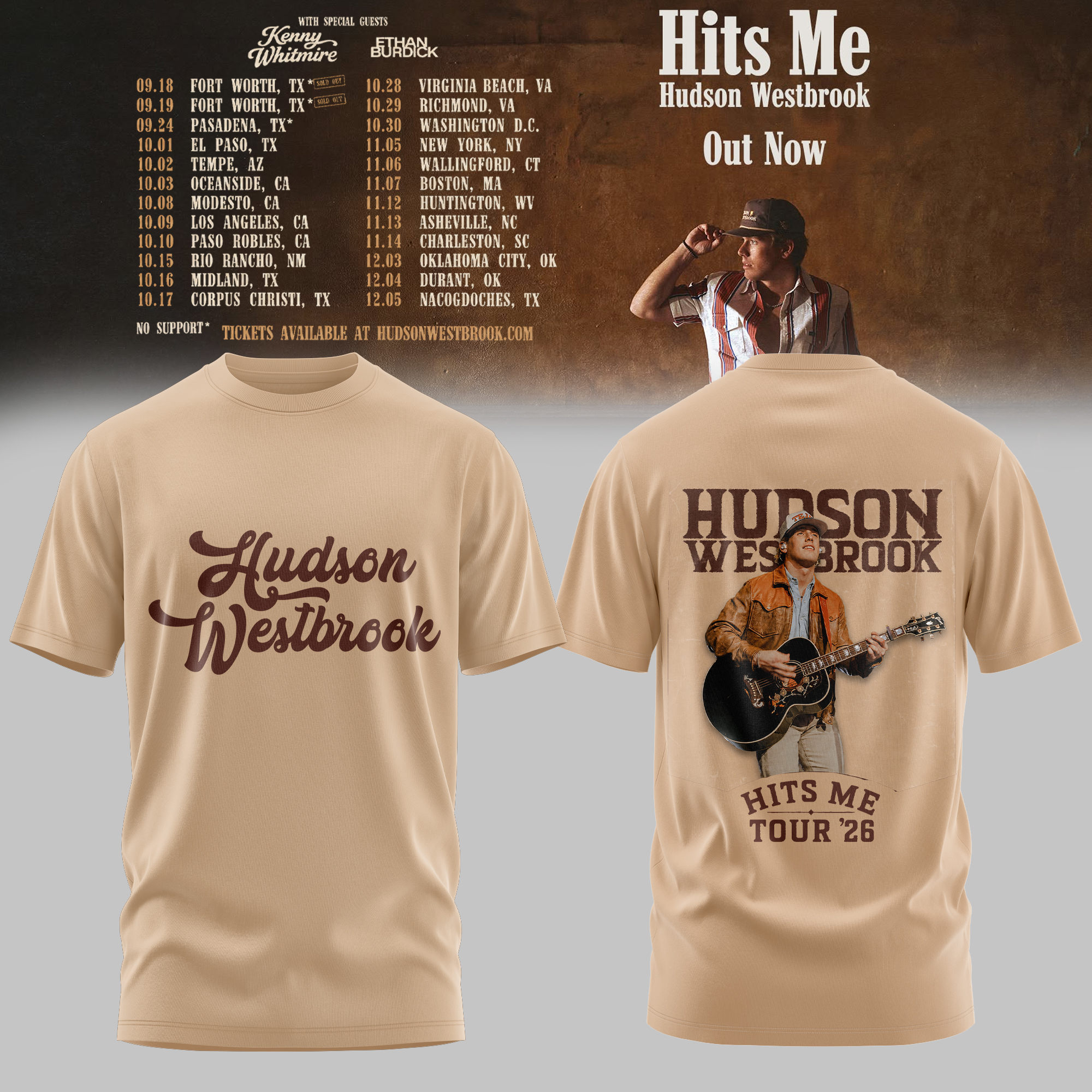 Hits Me Tour 2026 Vintage Tour Graphic Tee