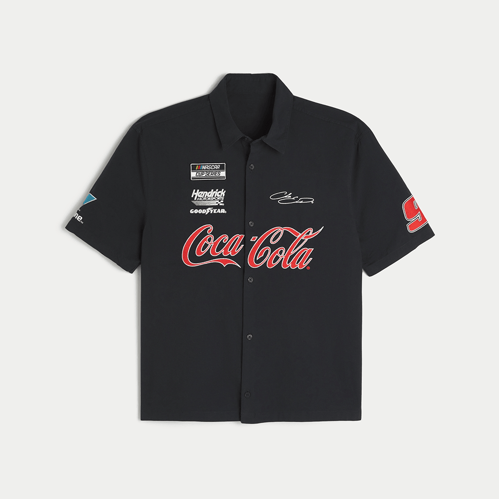 Hollister F1 Merch Coca Cola Racing Graphic Button Up Shirt First Fathers Day Gift