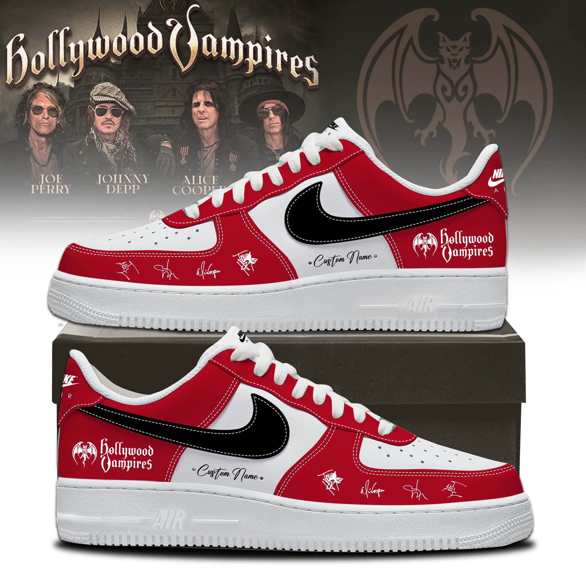 Hollywood Vampires World Tour 2026 Signed Graphic High Top Sneakers