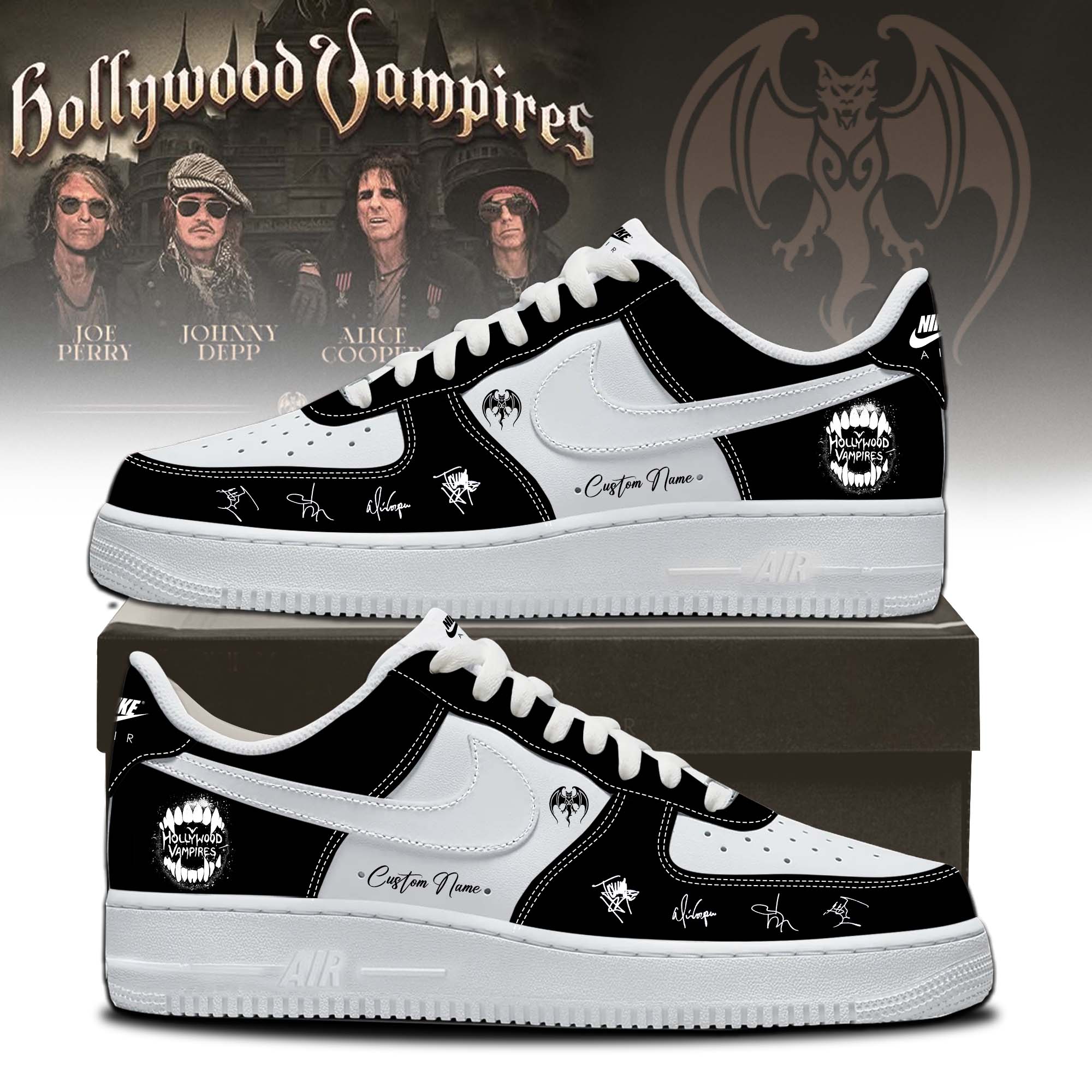 Hollywood Vampires World Tour 2026 Signed Jordan 1 Sneakers
