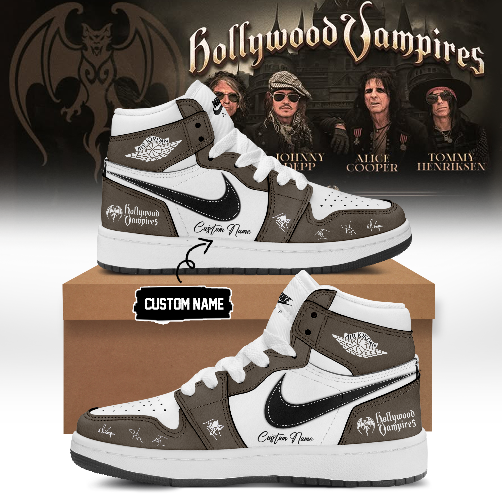 Hollywood Vampires World Tour 2026 Signed Limited Edition Air Force One Sneakers Collector Edition