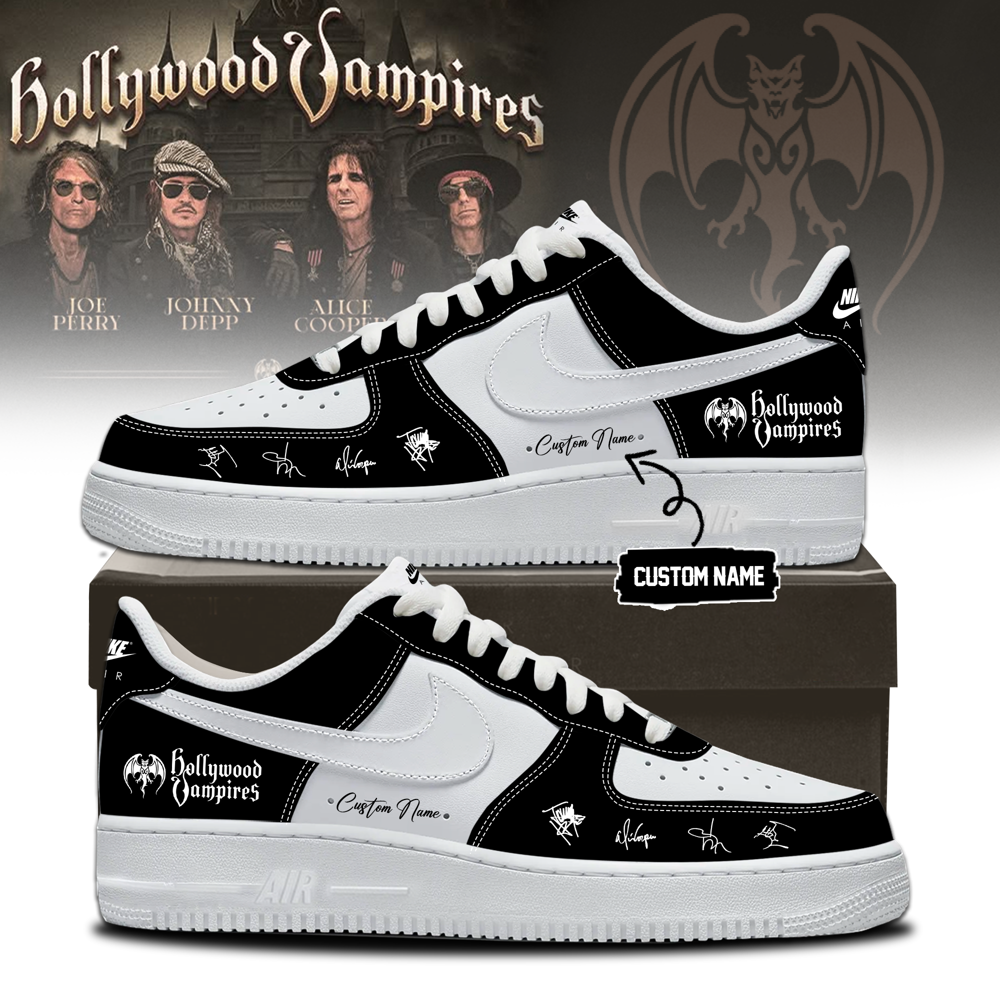 Hollywood Vampires World Tour 2026 Signed Limited Edition Air Jordan One Sneakers Classic Edition