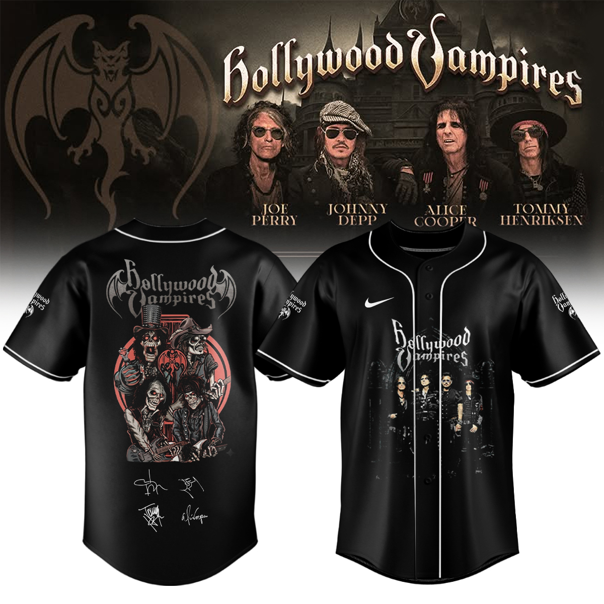 Hollywood Vampires World Tour 2026 Signed Limited Edition Baseball Jersey Classic Edition