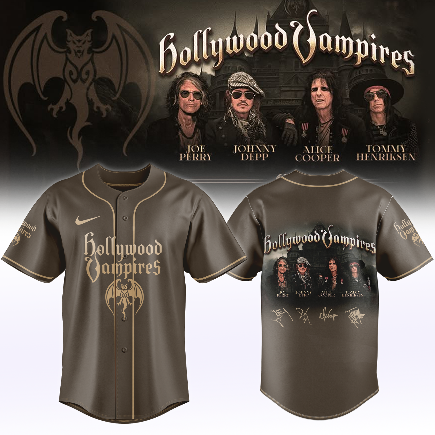 Hollywood Vampires World Tour 2026 Signed Limited Edition Baseball Jersey Signature Edition