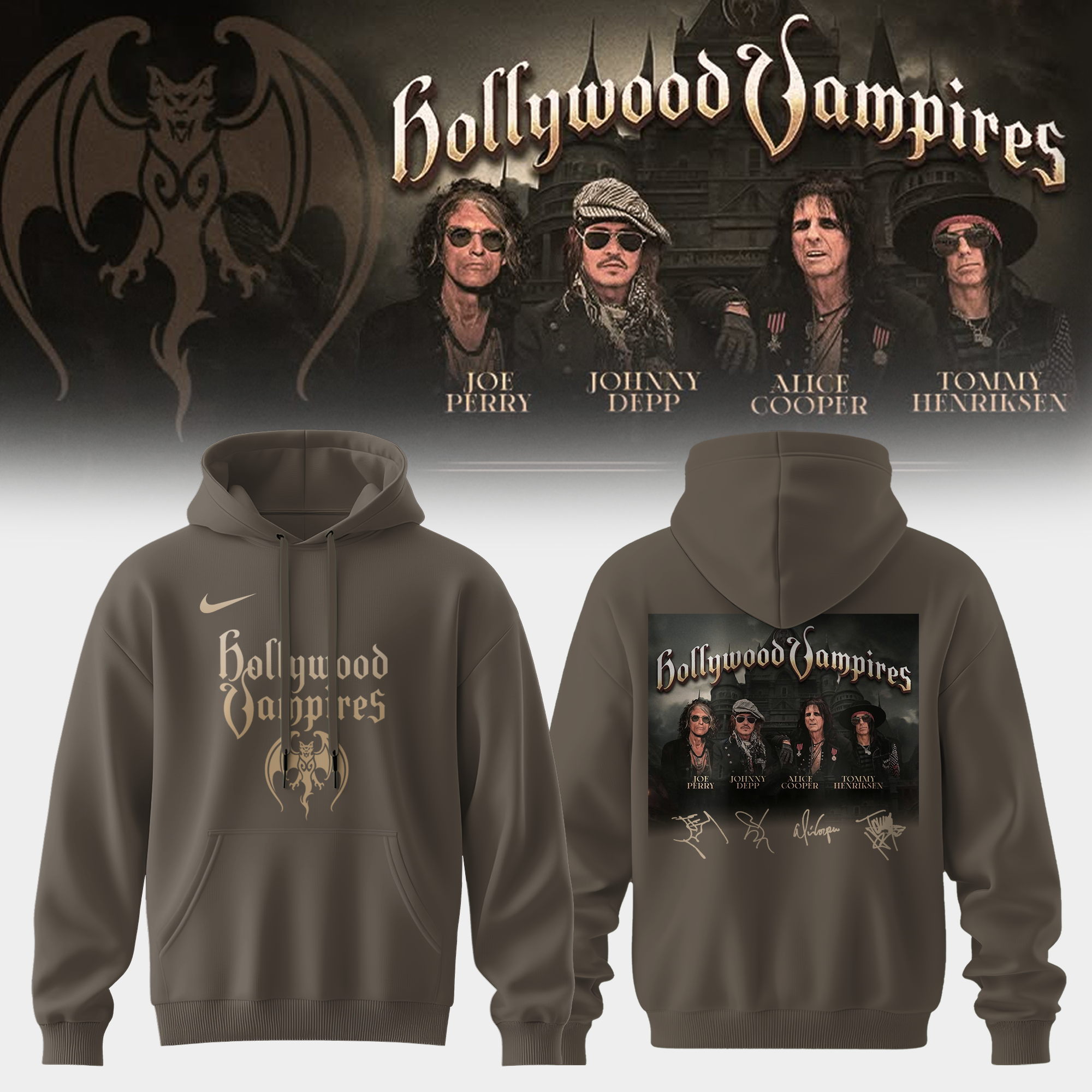 Hollywood Vampires World Tour 2026 Signed Limited Edition Pullover Hoodie