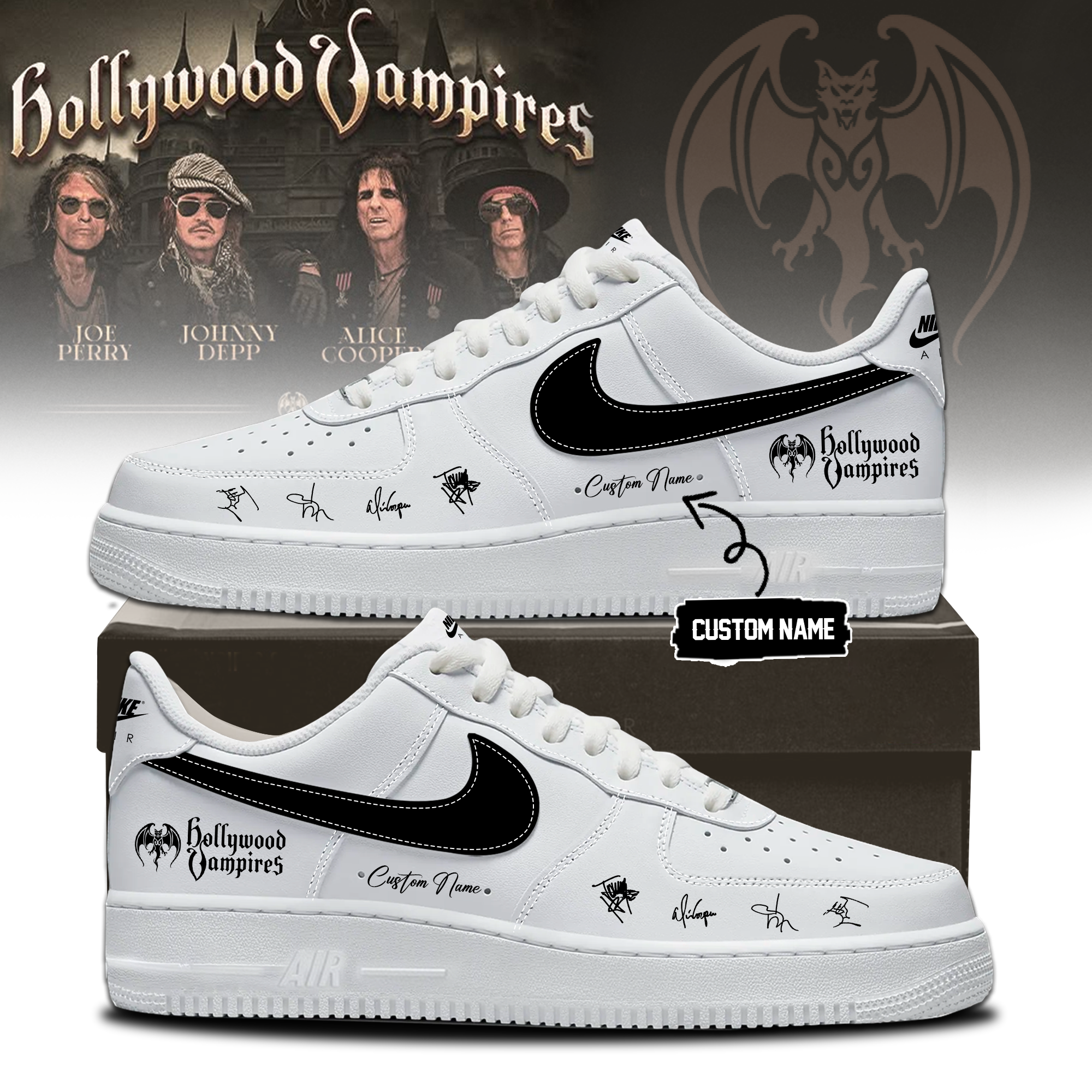 Hollywood Vampires World Tour 2026 Signed Limited Edition Skate Shoes Classic Edition