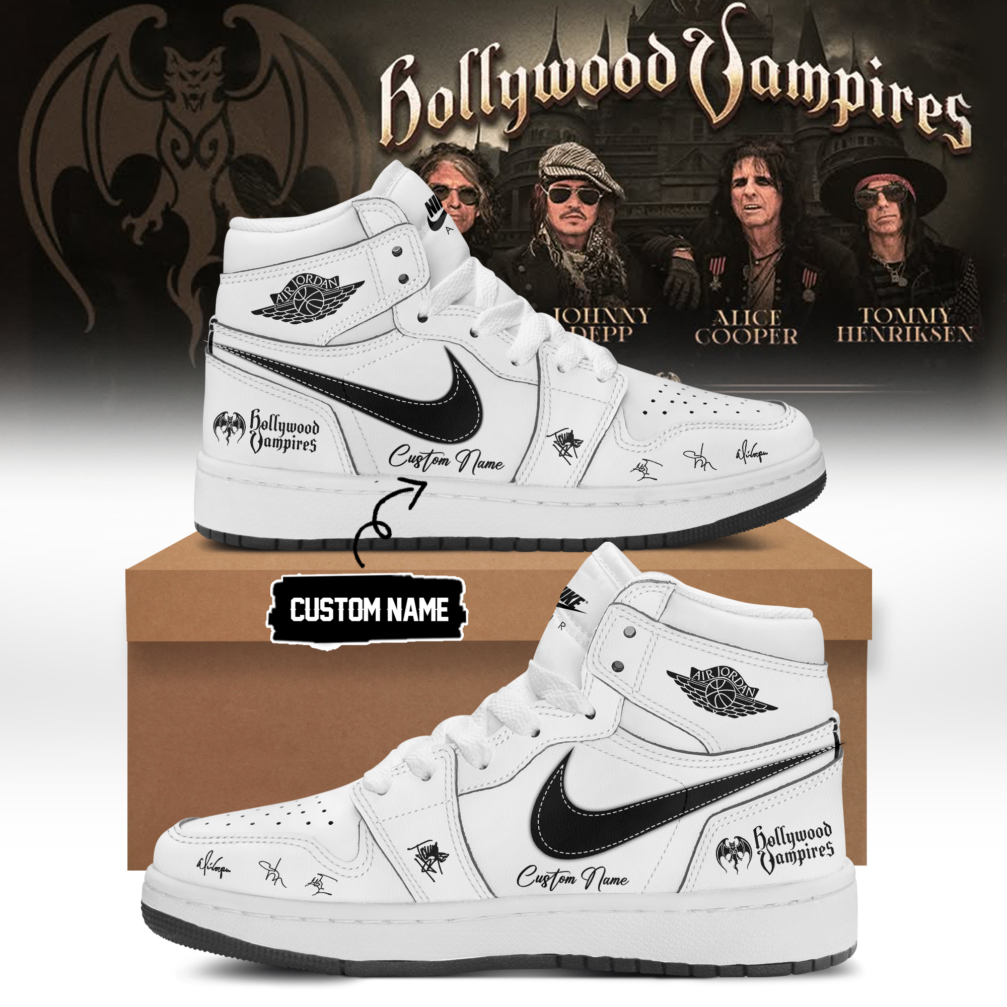 Hollywood Vampires World Tour 2026 Signed Limited Edition Skate Shoes Signature Edition