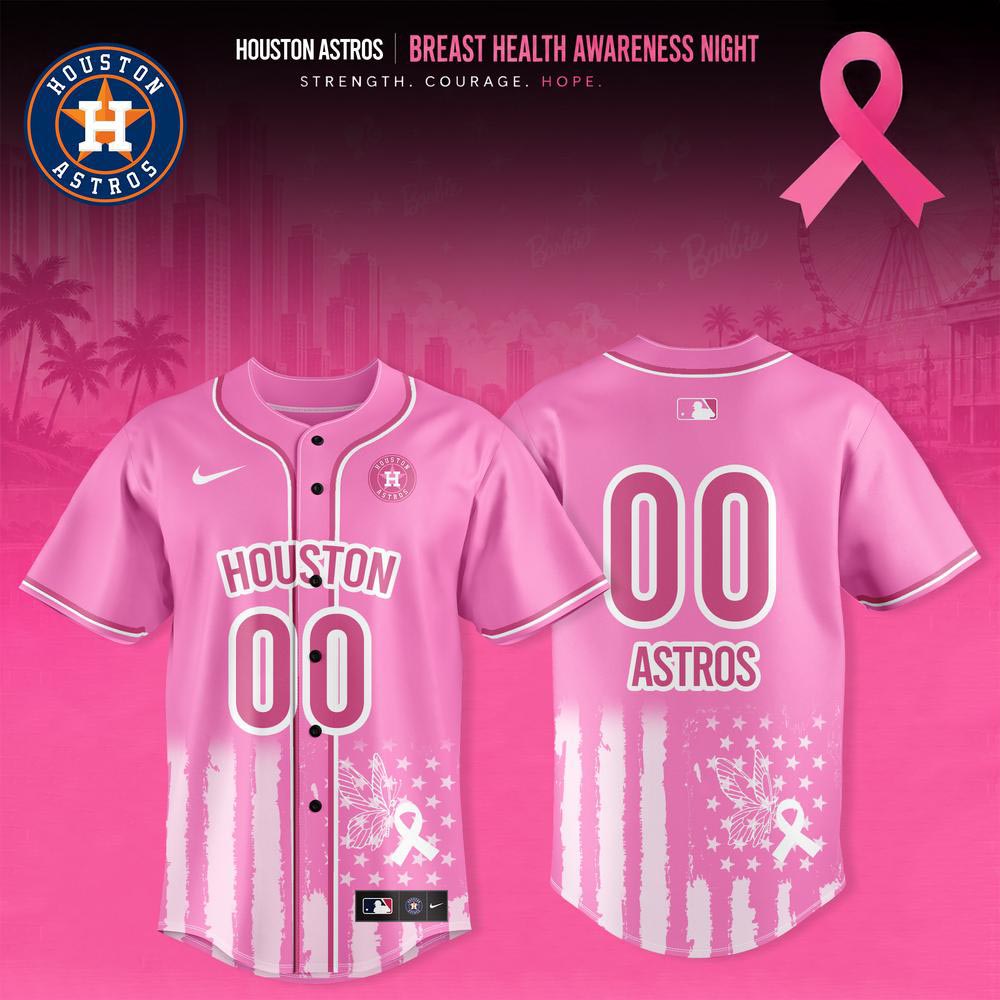 Houston Astros Breast Health Awareness Night 2026 Pink Ribbon Baseball Jersey Personalized Fan Gift 1 - Unicasport Houston Astros Breast Health Awareness Night 2026 Pink Ribbon Baseball Jersey Personalized Fan Gift