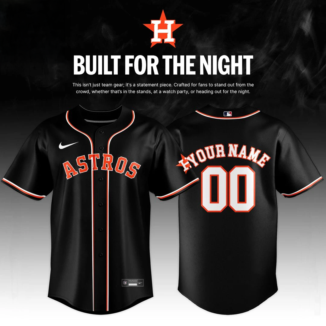 Houston Astros Fashion Black Out 2026 Edition Custom Name Jersey