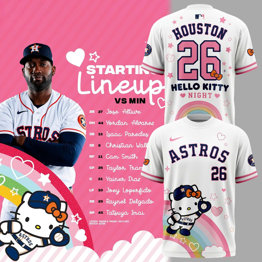 Houston Astros Hello Kitty Night 2026 Premium Fan Graphic T Shirt