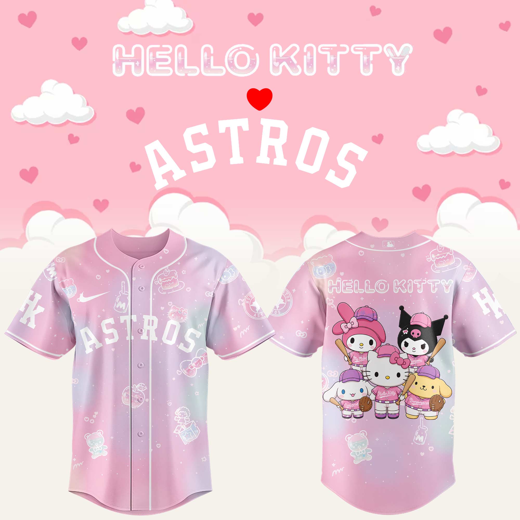 Houston Astros x Hello Kitty Theme Nights Limited Edition Baseball Jersey Gifts For Fans