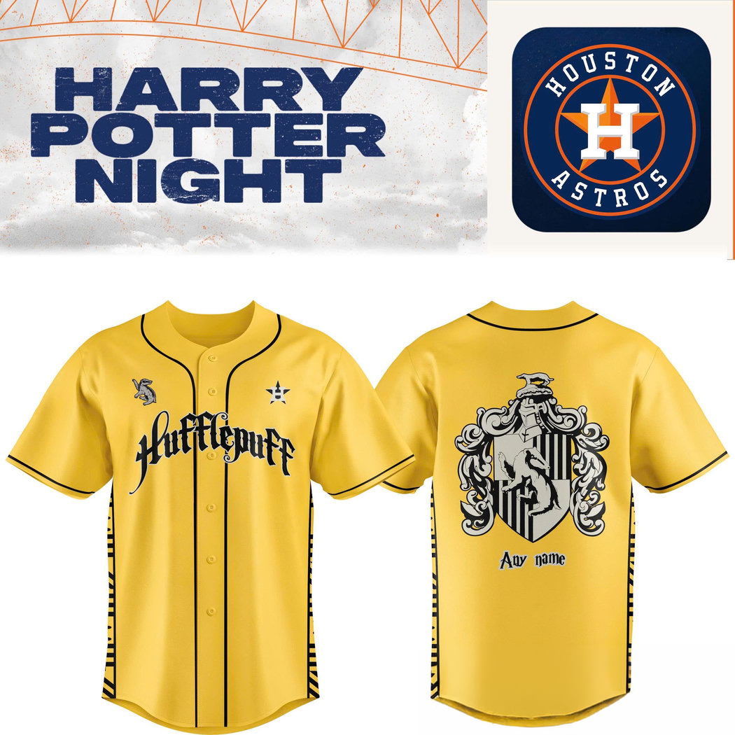 Houston Astros x Hufflepuff House Baseball Jersey Wizard House Baseball Fan Special Edition Sports Apparel 1 - Unicasport Houston Astros x Hufflepuff House Baseball Jersey Wizard House Baseball Fan Special Edition Sports Apparel