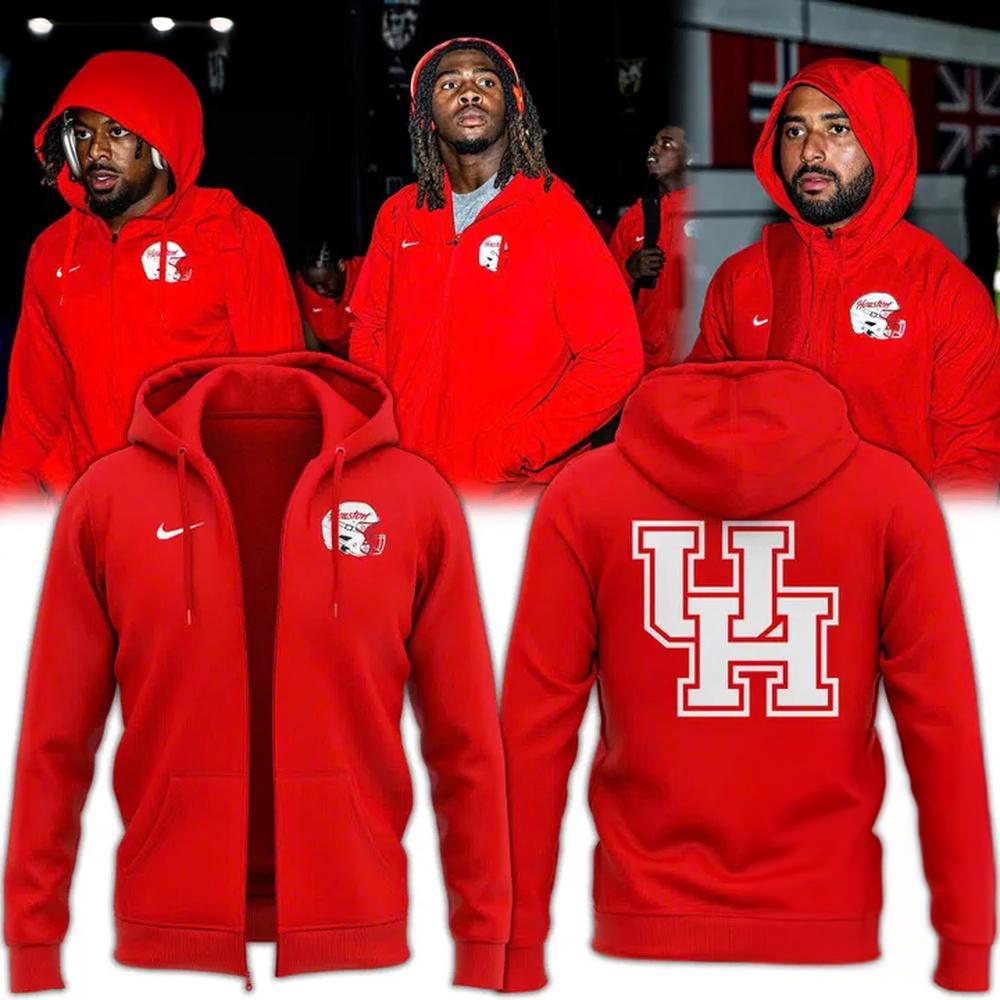 Houston Cougars 2025 Football Red Uniform Zip Hoodie