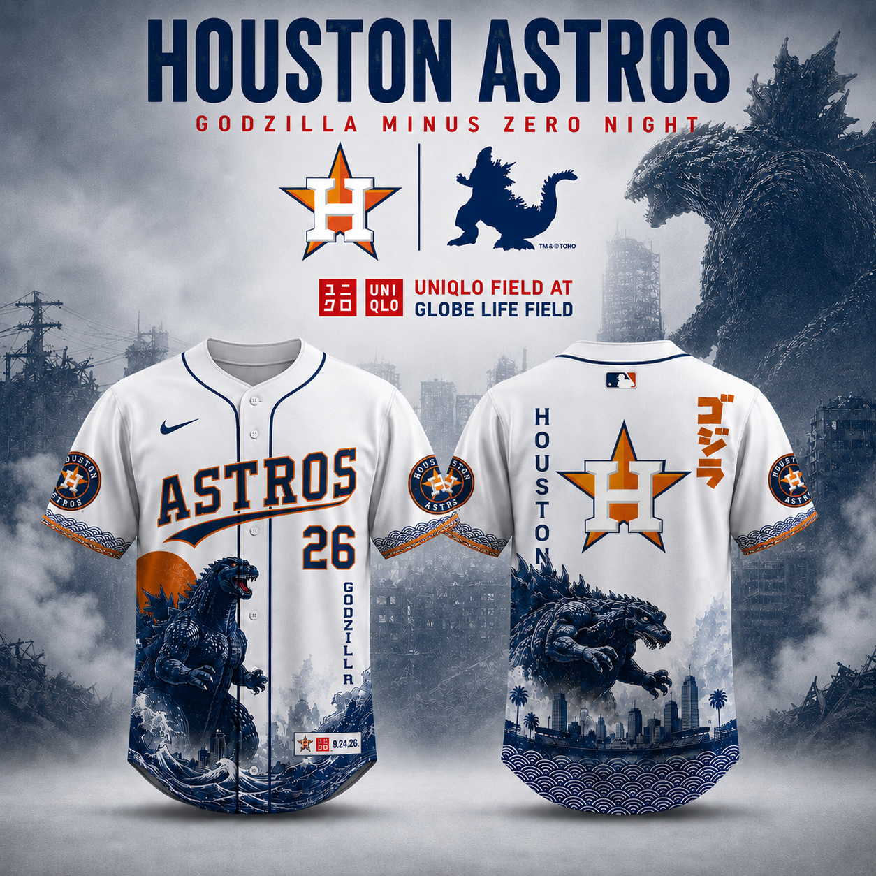 Houston Godzilla Minus One Limited Edition Baseball Jersey