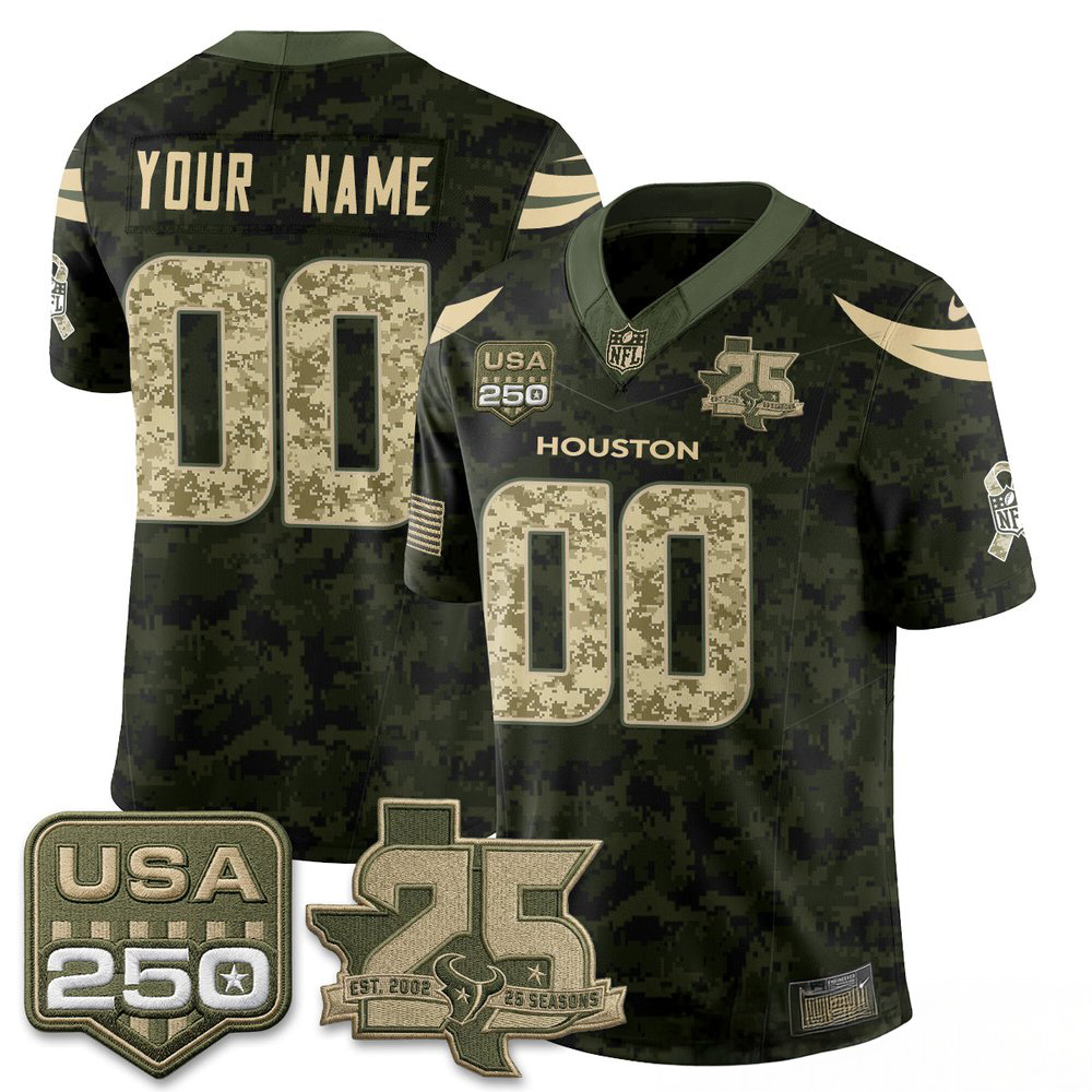 Houston Texans 2026 Salute To Service Custom Stitched Football Jersey Collection 1 - Unicasport Houston Texans 2026 Salute To Service Custom Stitched Football Jersey Collection