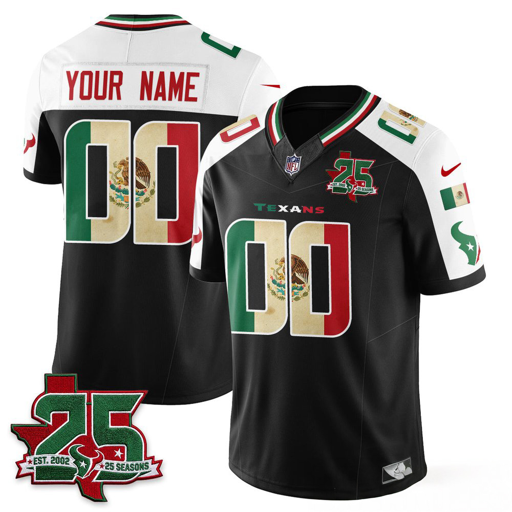 Houston Texans 25 Seasons Mexico Style Custom Stitched Football Jersey Apparel 1 - Unicasport Houston Texans 25 Seasons Mexico Style Custom Stitched Football Jersey Apparel