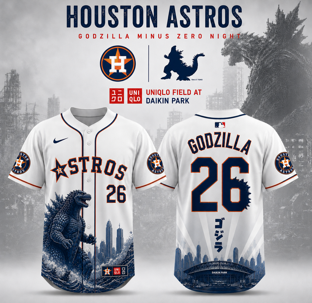 Houston x Godzilla Minus One Limited Edition Baseball Jersey