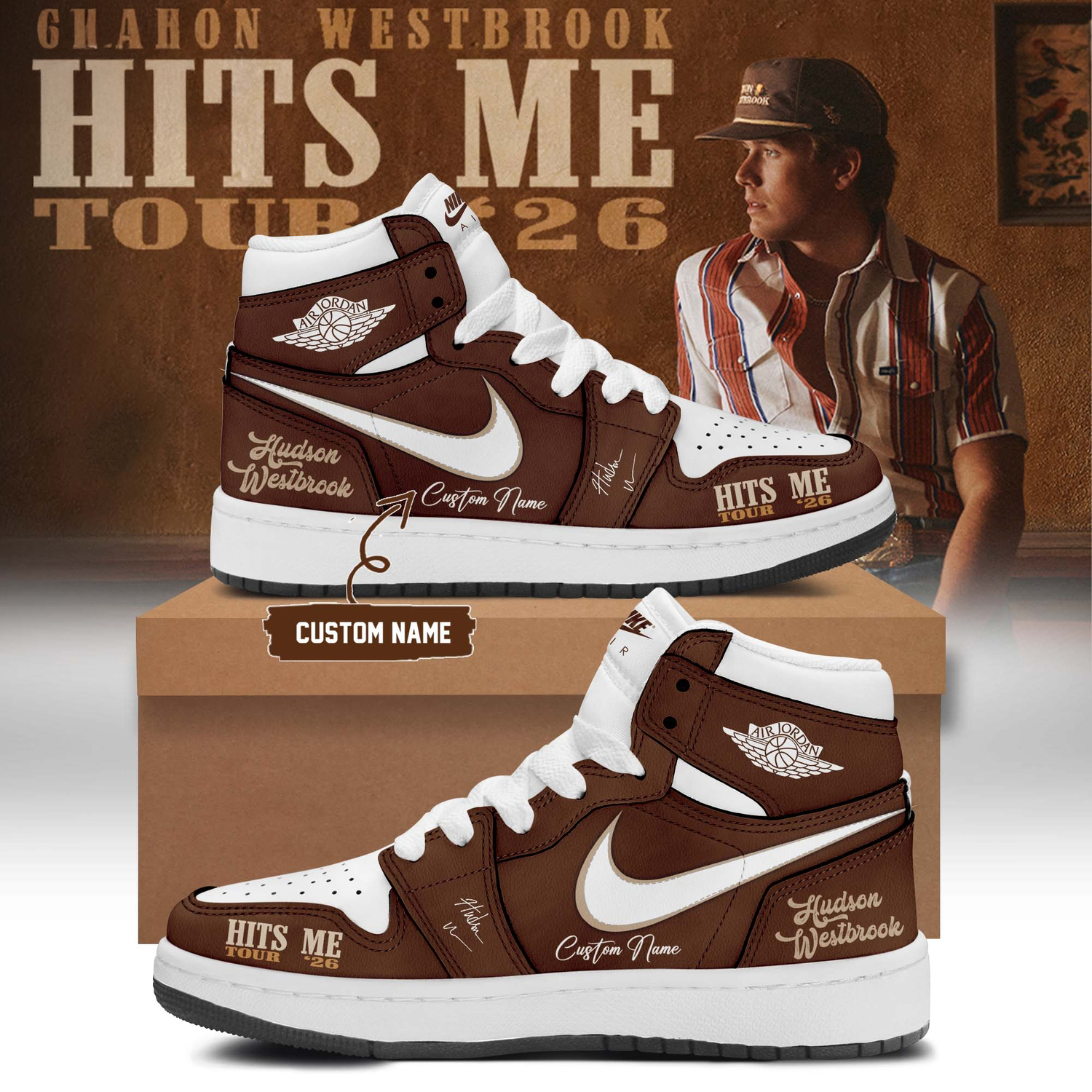 Hudson Westbrook Hits Me Tour 2026 Air Jordan 1 Custom Sneakers