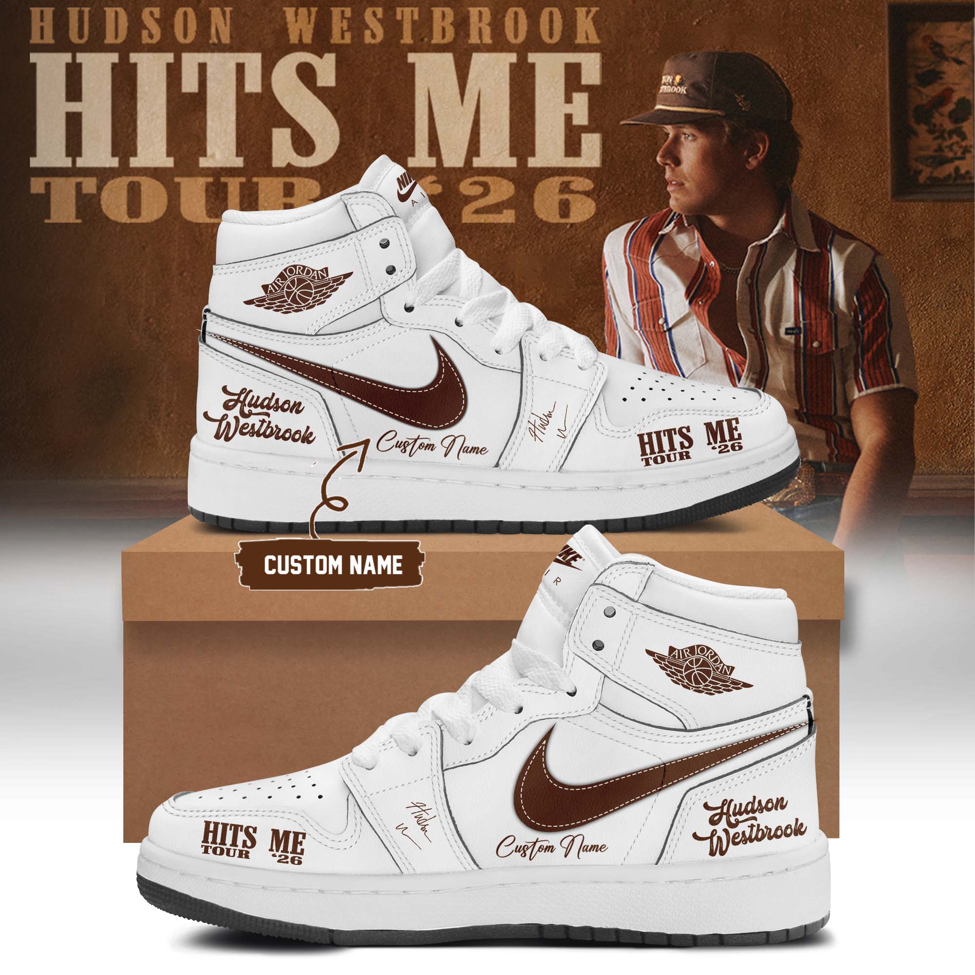 Hudson Westbrook Hits Me Tour 2026 Exclusive Fan High Top Sneakers