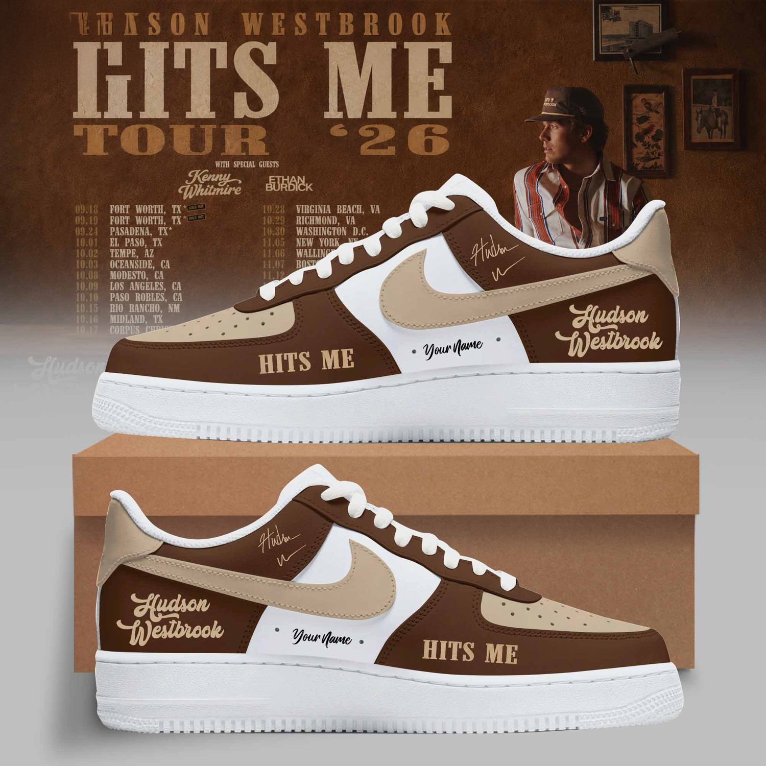Hudson Westbrook Hits Me Tour 2026 Limited Edition Air Force 1 Sneakers
