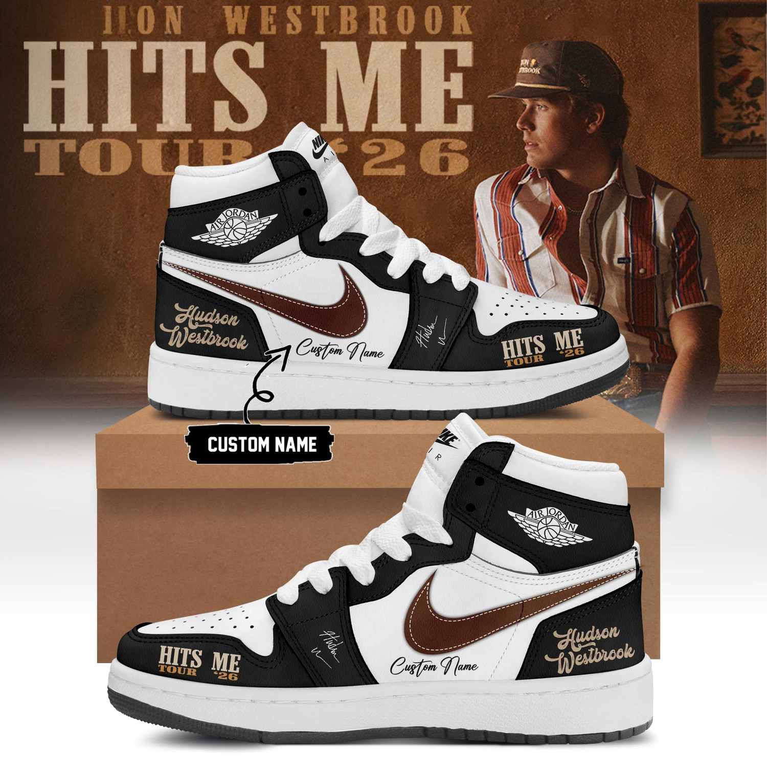Hudson Westbrook Hits Me Tour 2026 Premium Air Jordan 1 Sneakers