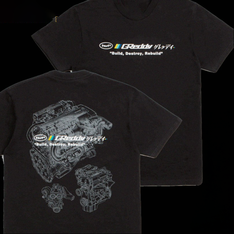 Huf X Greddy Motors Build Destroy Rebullld TShirts