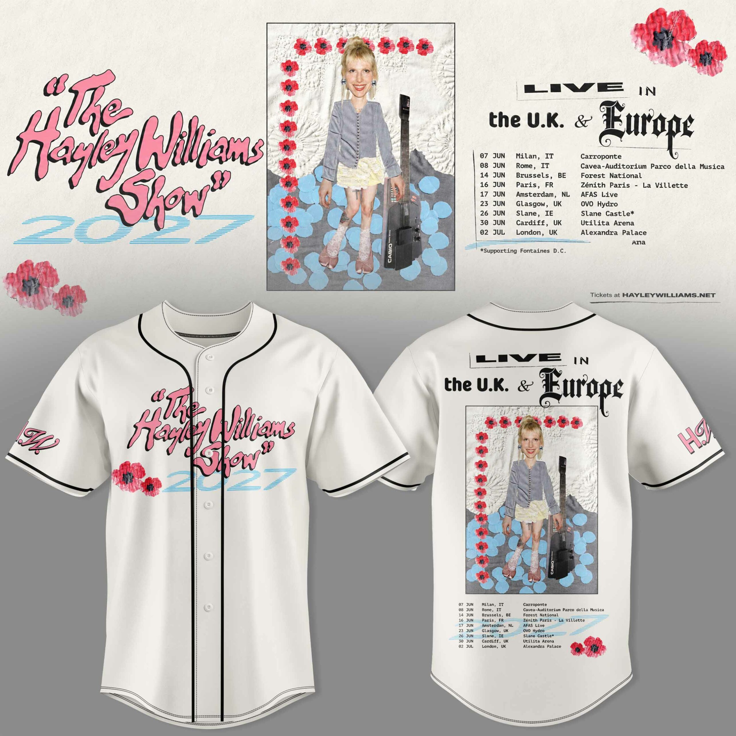 Hyl Wllms UK Europe Tour 2027 Baseball Jersey 3D All Over Print Design 1 - Unicasport Hyl Wllms UK Europe Tour 2027 Baseball Jersey 3D All Over Print Design