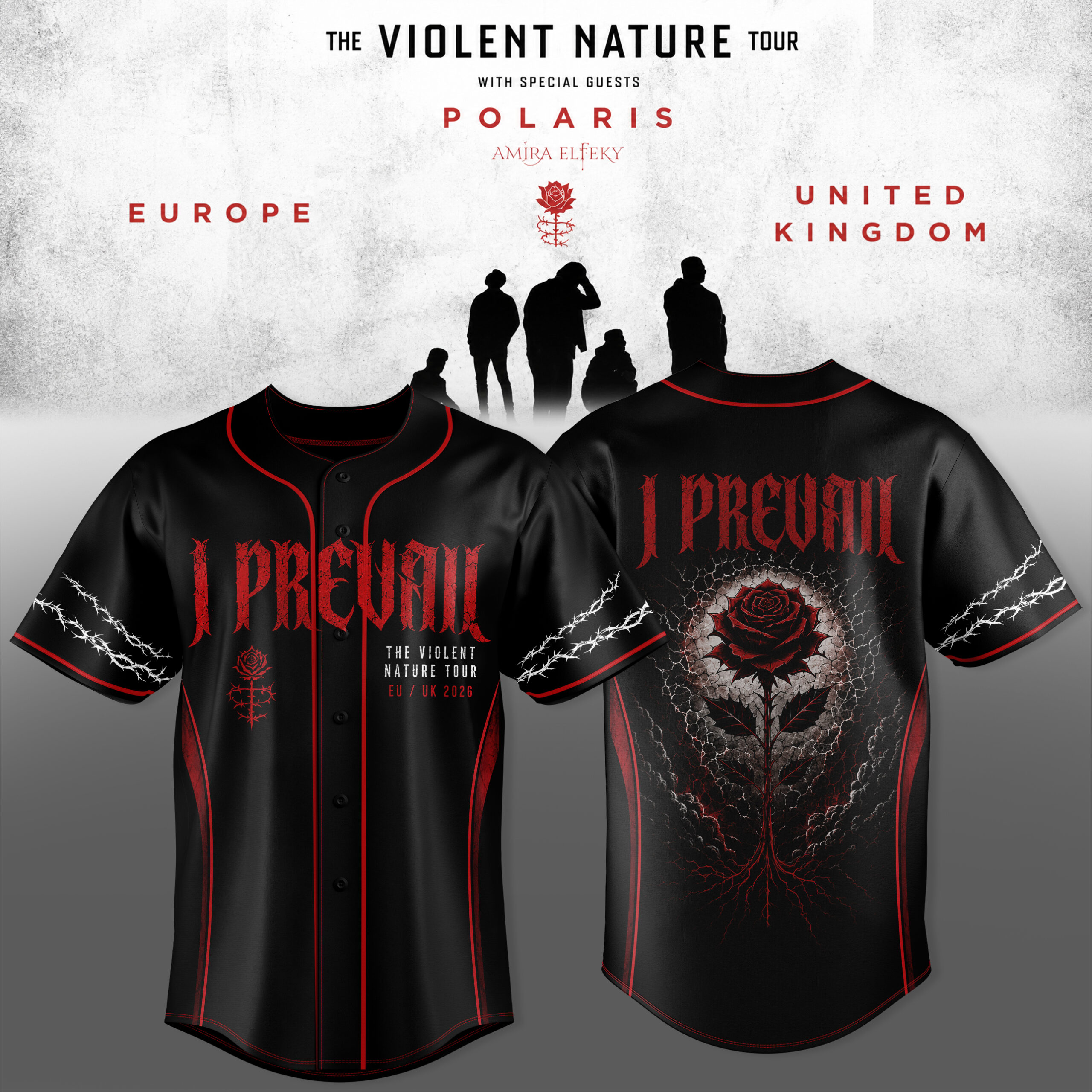 I Prevail The Violent Nature Tour UK And Europe 2026 Exclusive Baseball Jersey