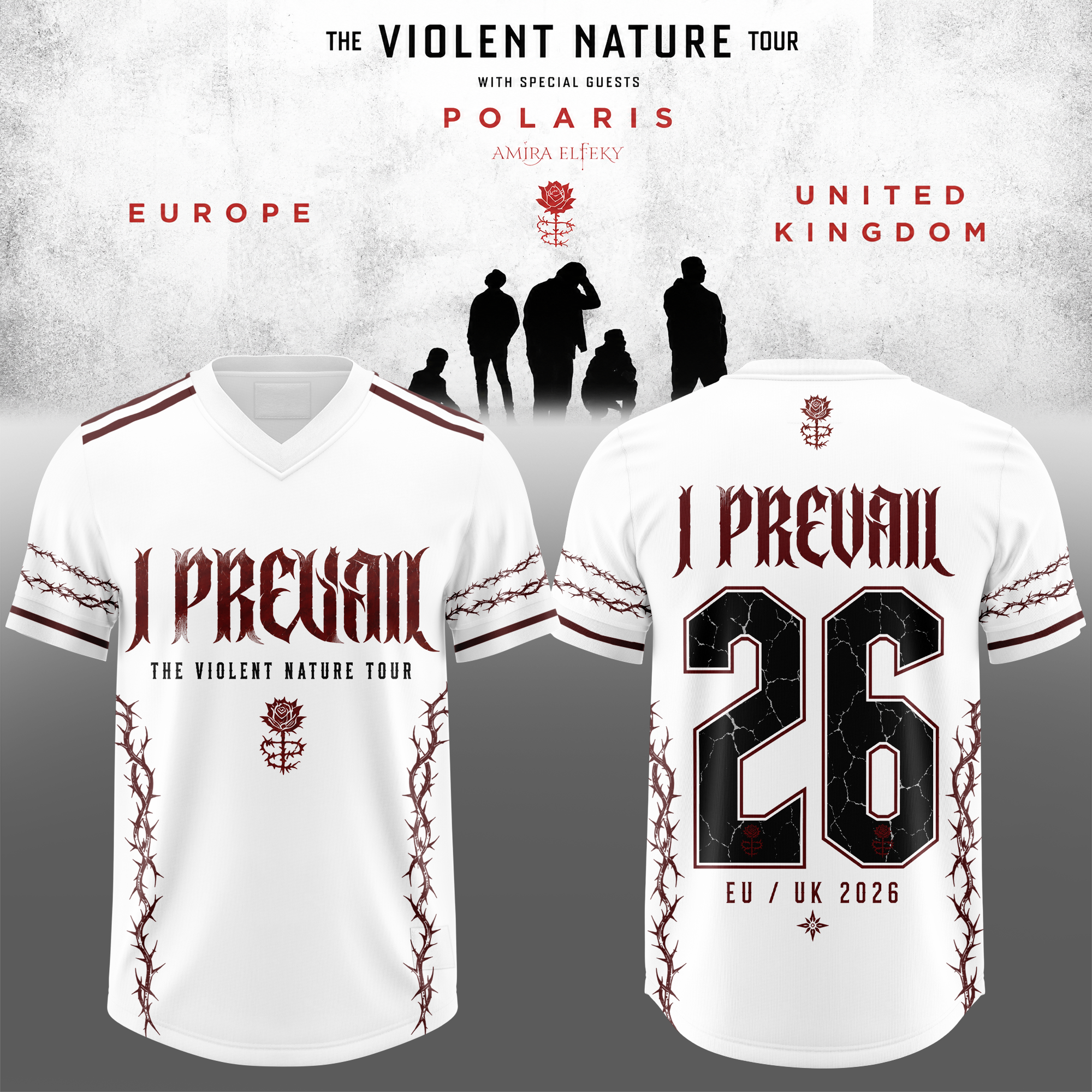 I Prevail The Violent Nature Tour UK And Europe 2026 Exclusive Football Jersey